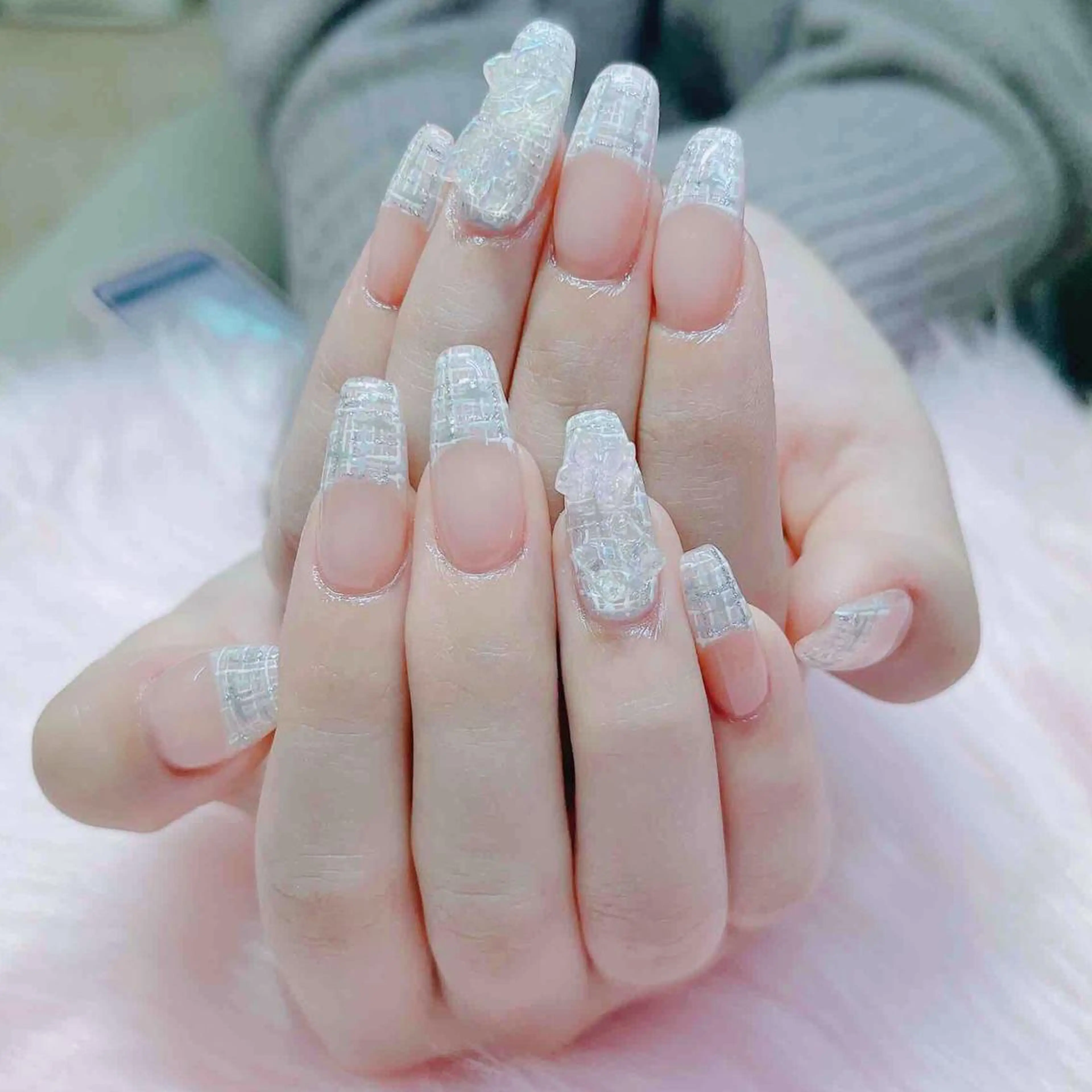 ネイル ワンカラーネイル ツイードネイル ハンドネイル MoonNail ユリ🌸のネイルデザイン