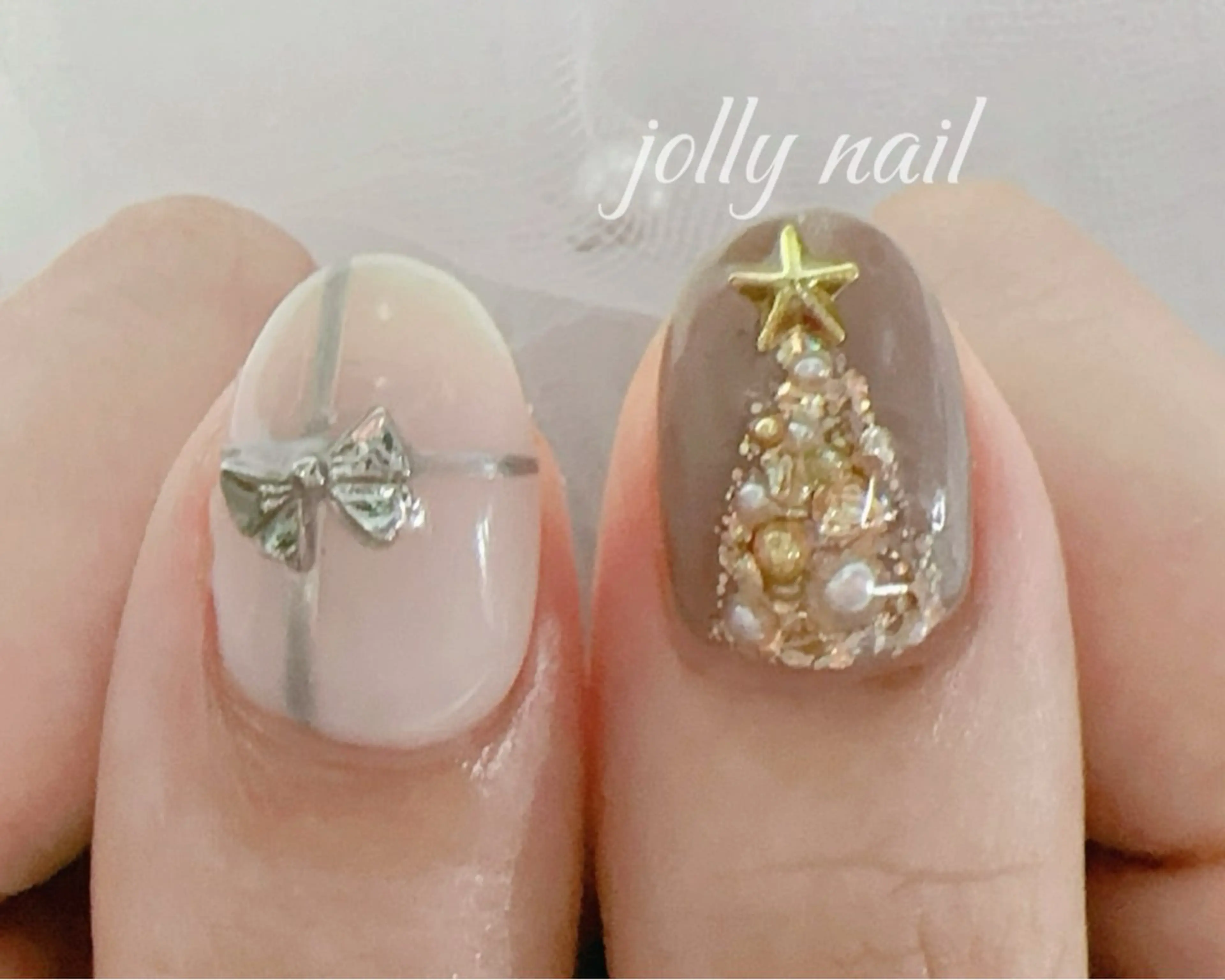 ネイル ハンドネイル Jolly チップ長さだしのネイルデザイン