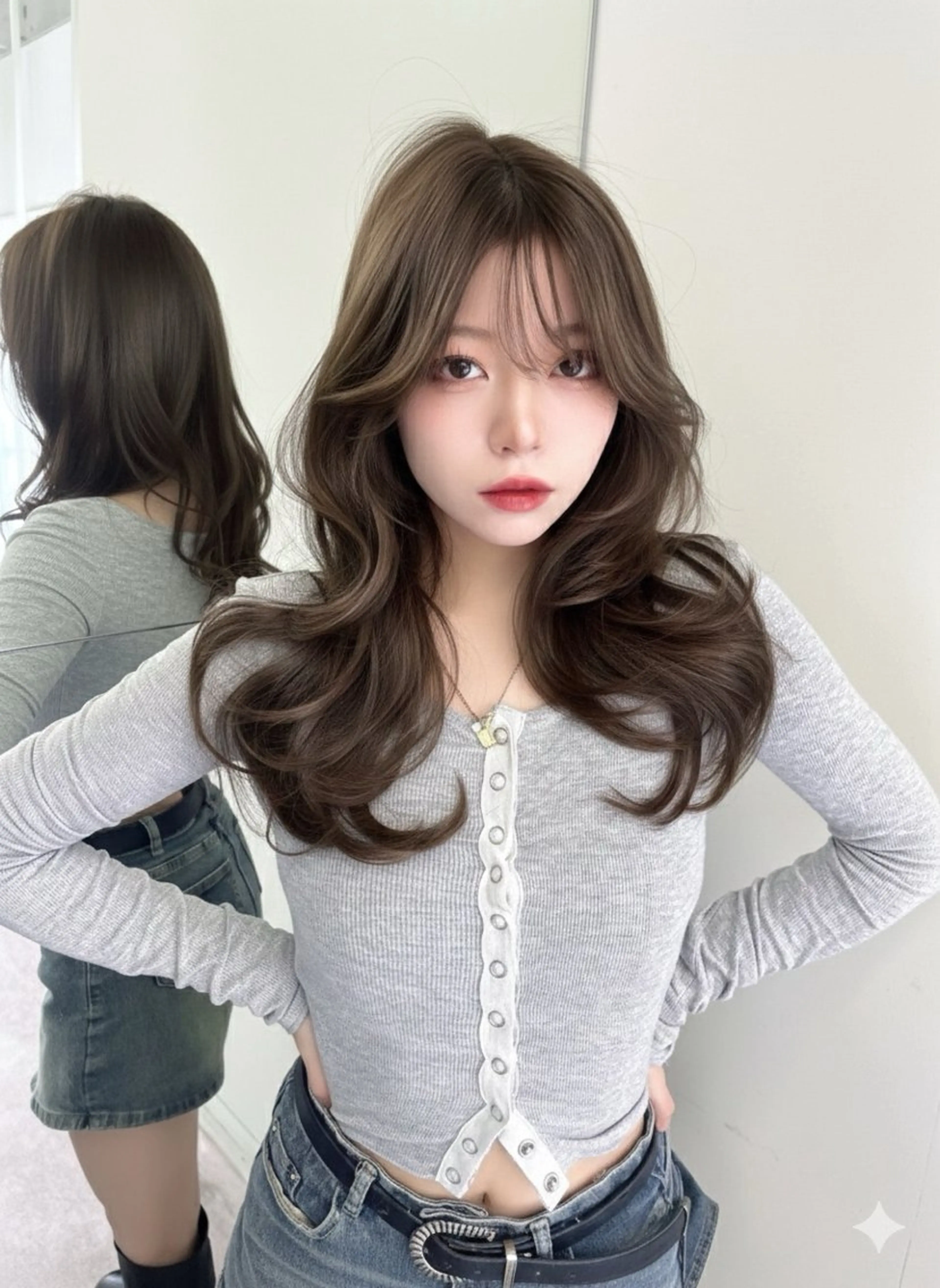 ロング カラー カット ヘアカラー トリートメント レイヤー/髪質改善 /透け感カラー/艶髪のヘアスタイル