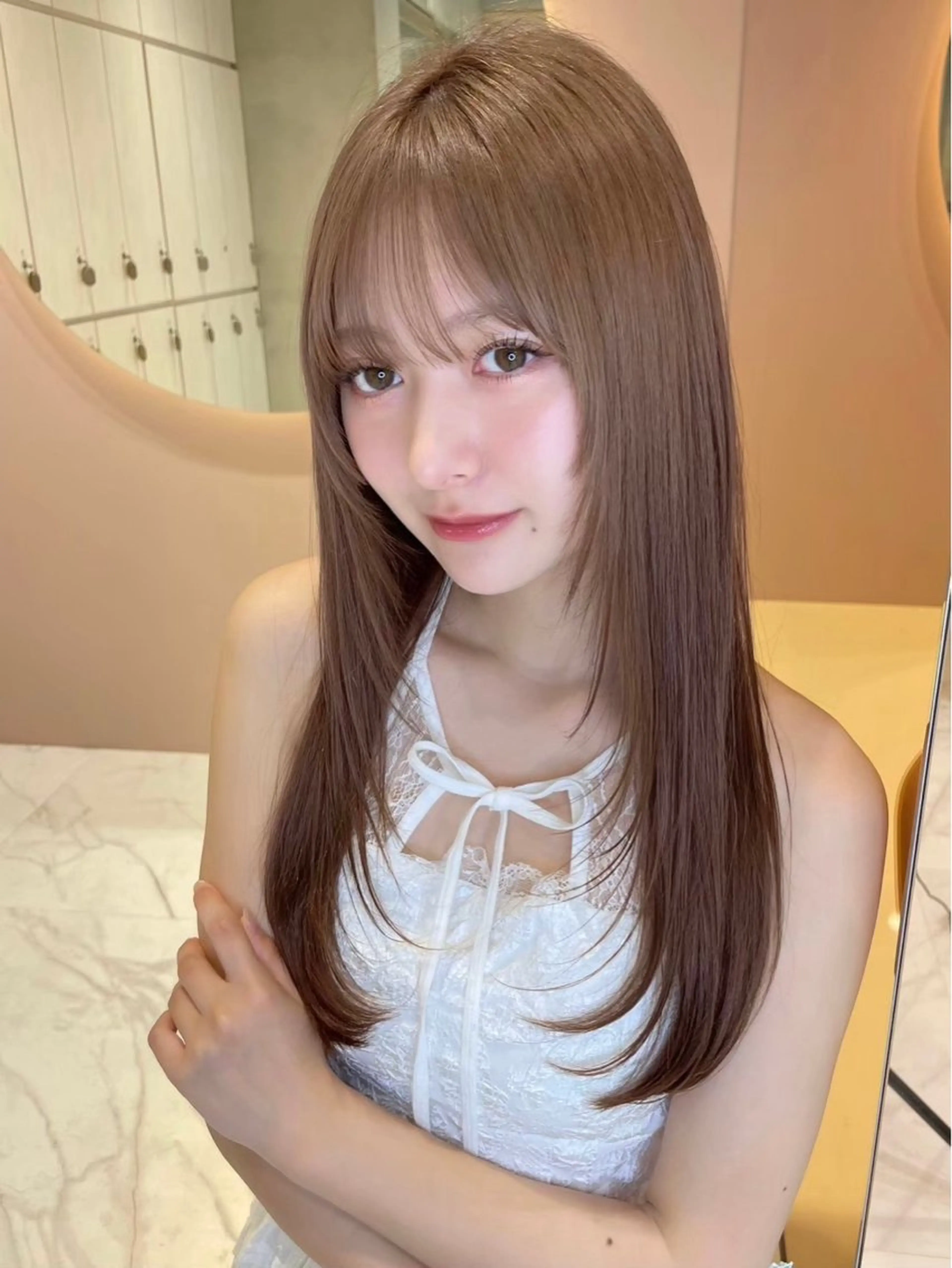 ロング カラー レイヤー/暖色カラー /パーマ/落合 歩夢のヘアスタイル