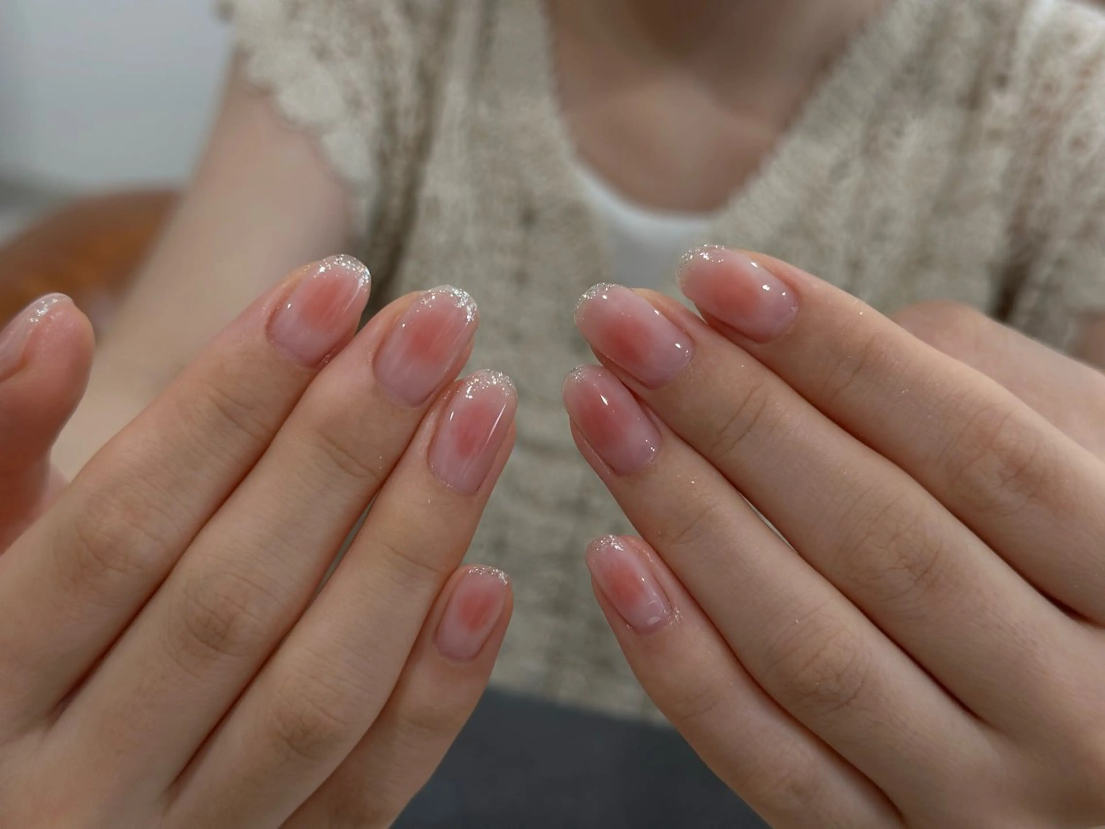 ネイル チークネイル 韓国ネイル ラメ(グリッター) シンプルネイル ANOVA アノヴァのネイルデザイン