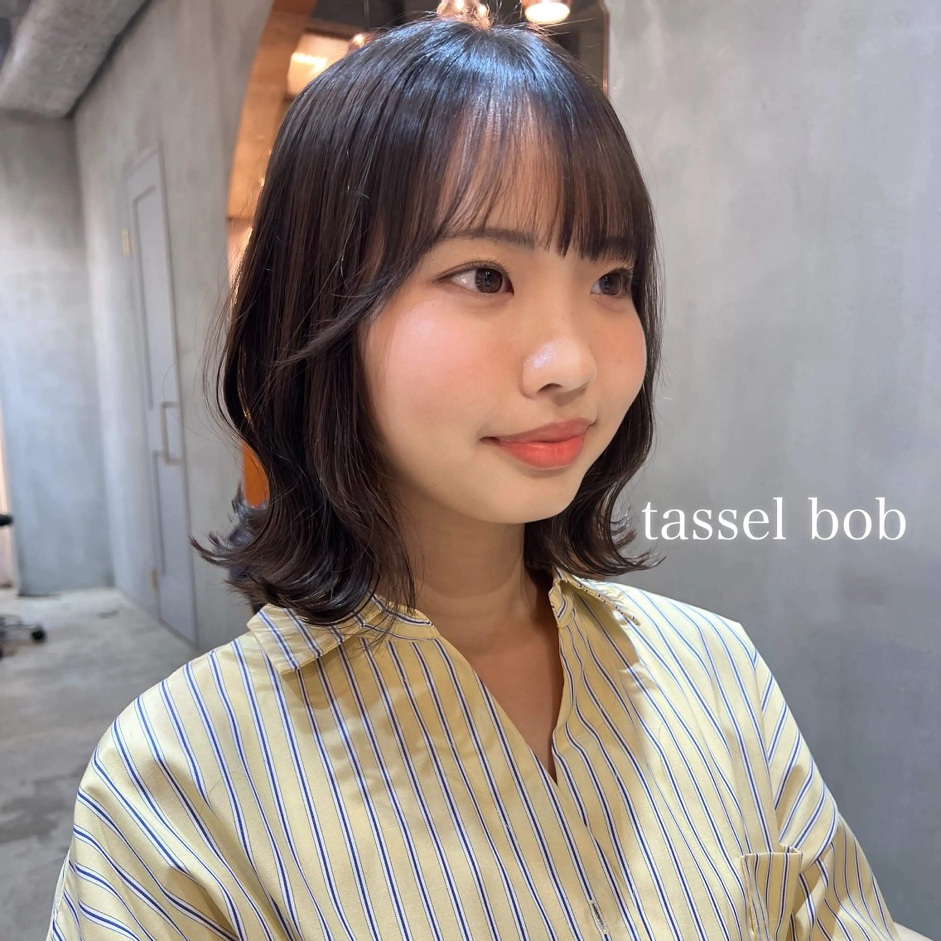 ミディアム カラー ボブ/巻ける縮毛矯正 /韓国レイヤーはなのヘアスタイル