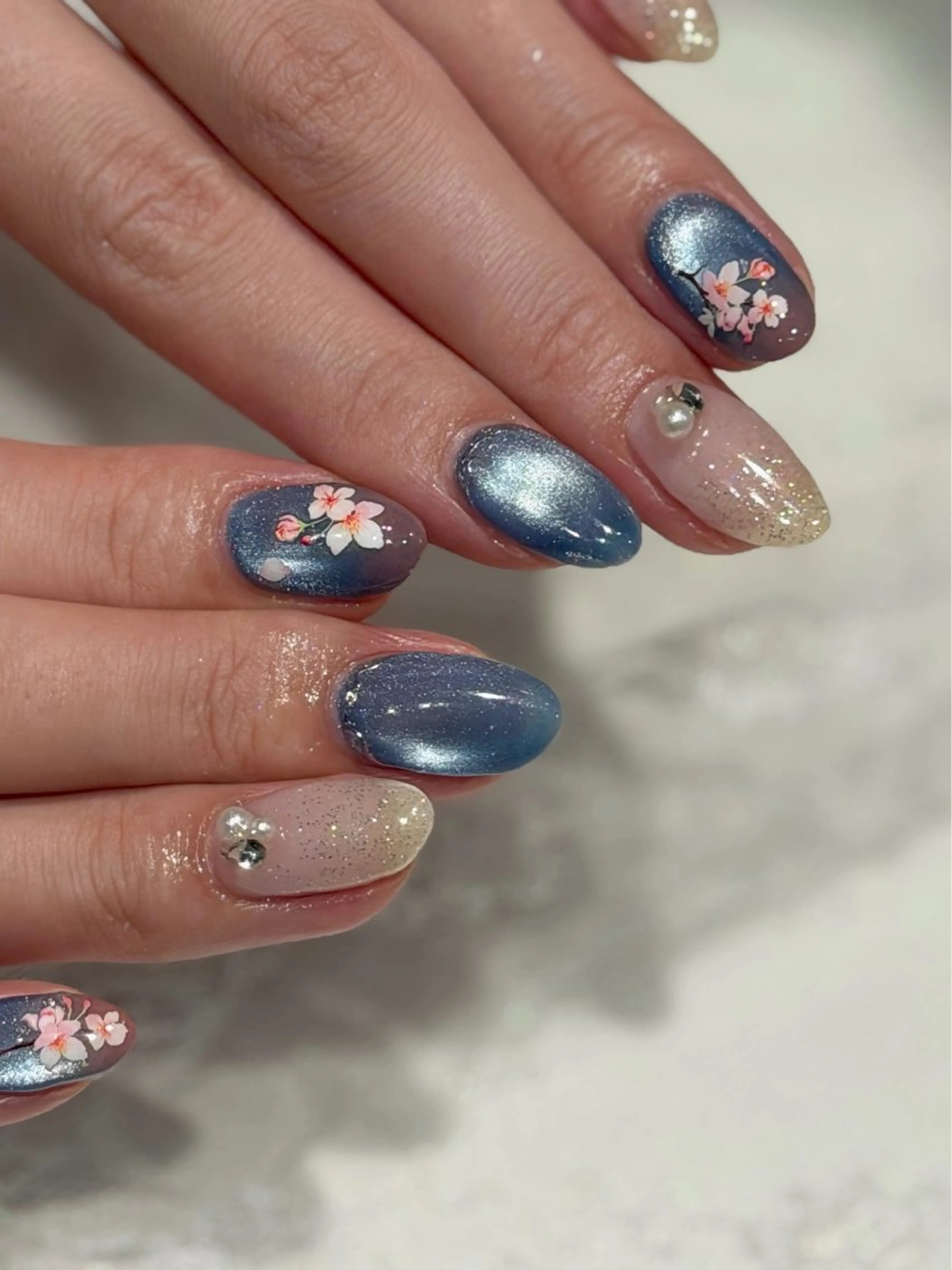 ネイル 持ち込み シンプルネイル yume 大人ガーリーネイルのネイルデザイン