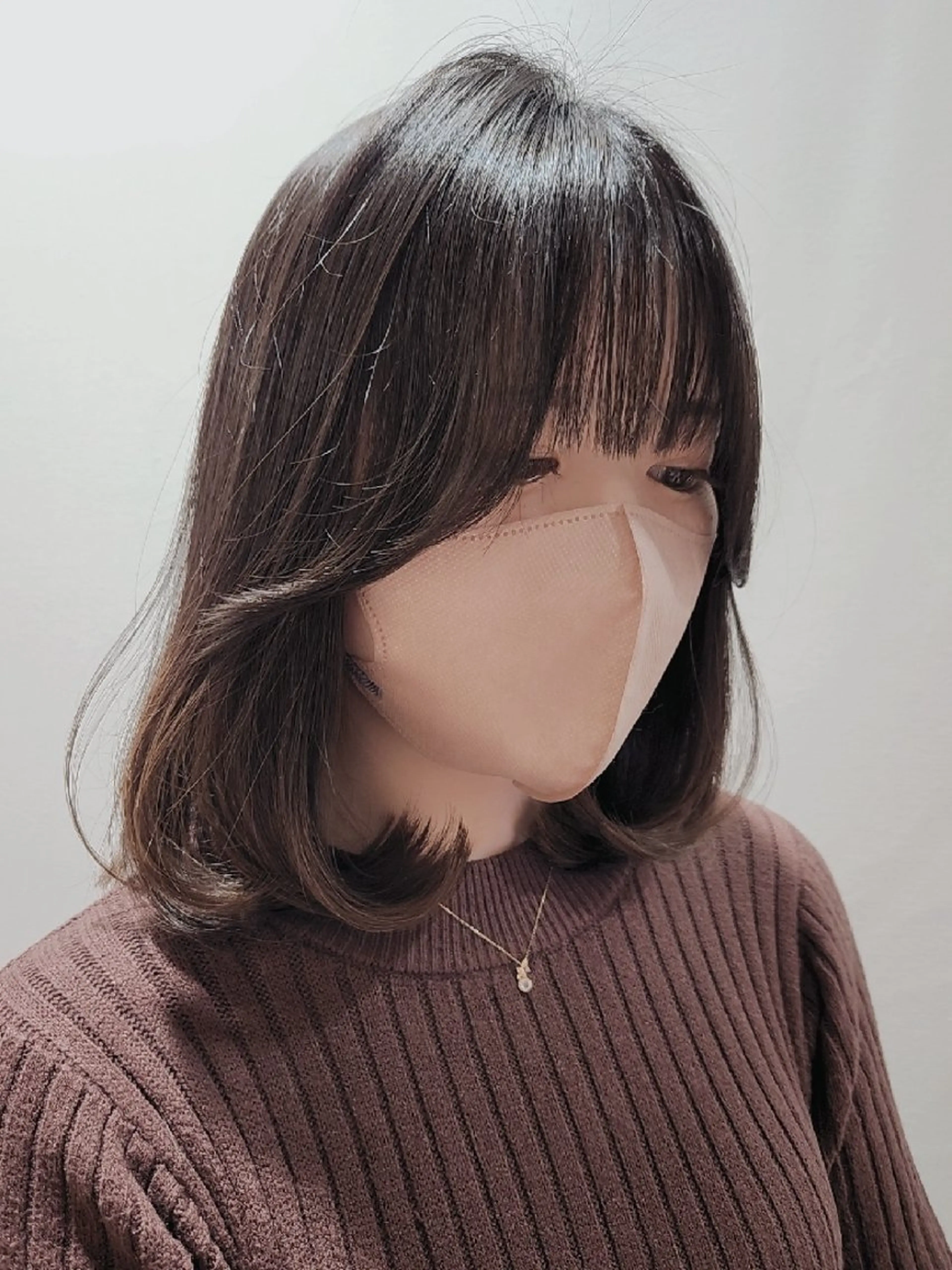 ミディアム ボブ 顔周りカット ヘアカラー トリートメント Nanako。/韓国 ハッシュカットのヘアスタイル