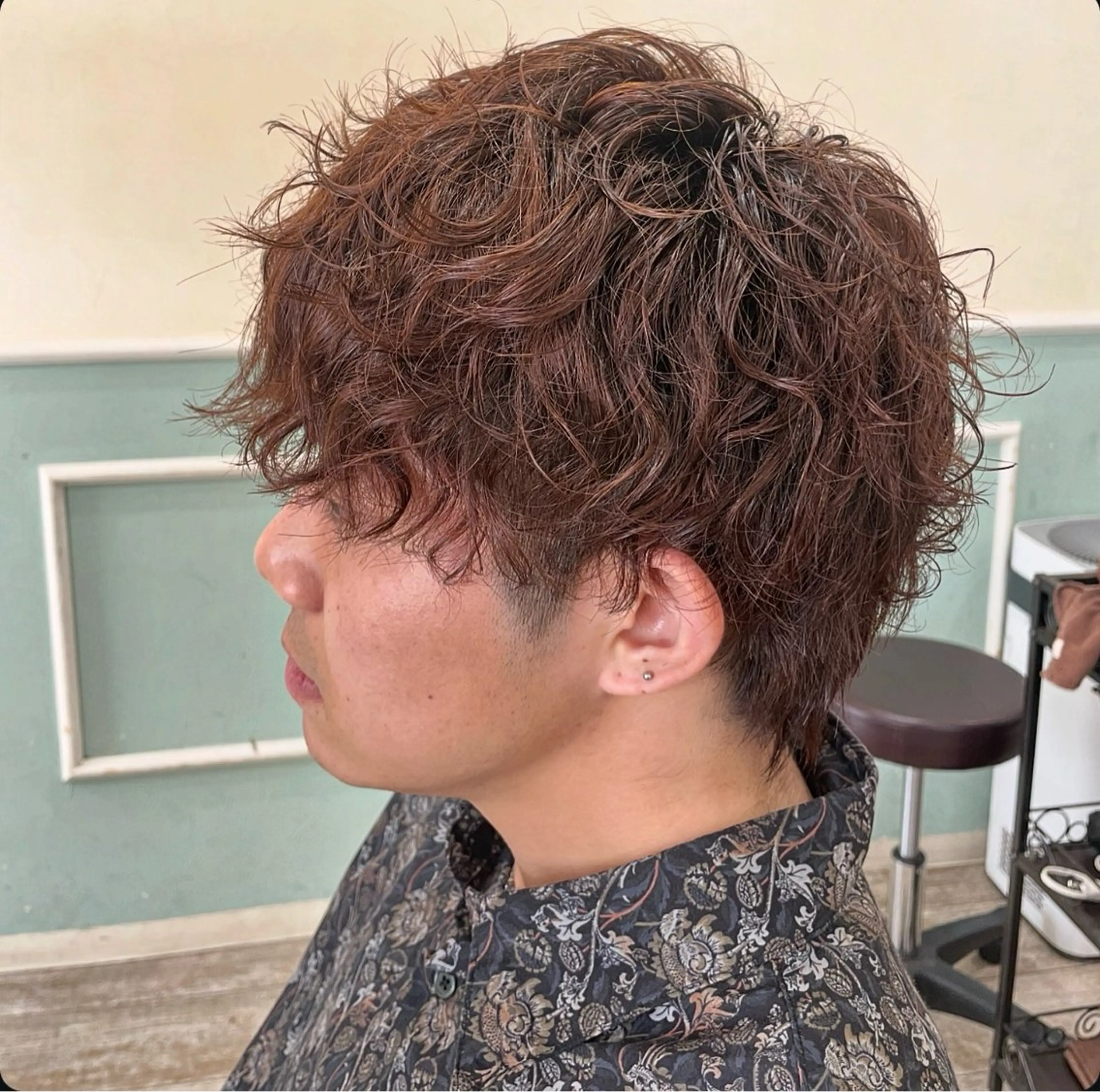 パーマ メンズ 渡辺 愛枝/艶カラー🩵のヘアスタイル