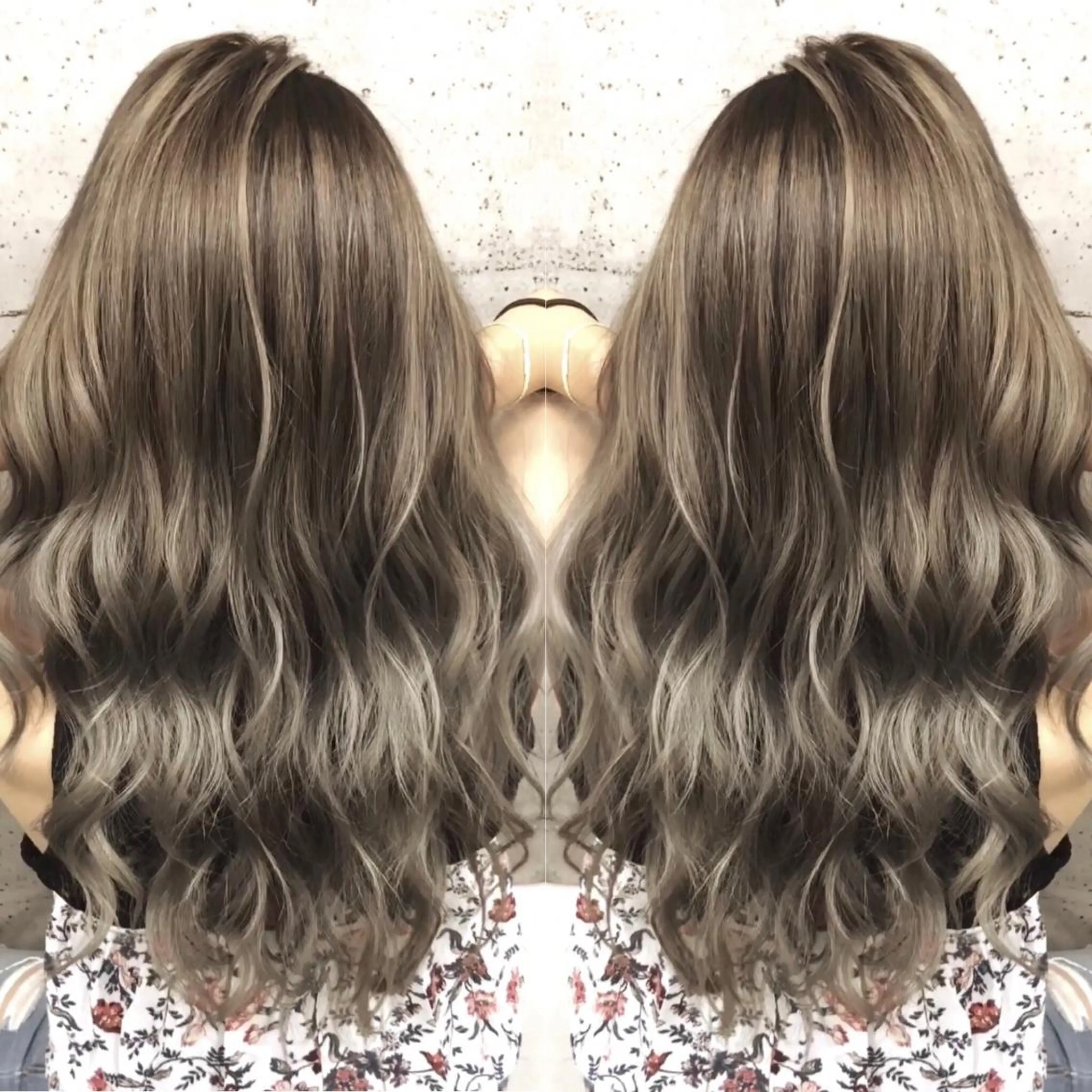 ロング カラー バレイヤージュ ブリーチ レイヤーカット 奥山義進/大宮 /ダブルカラーのヘアスタイル