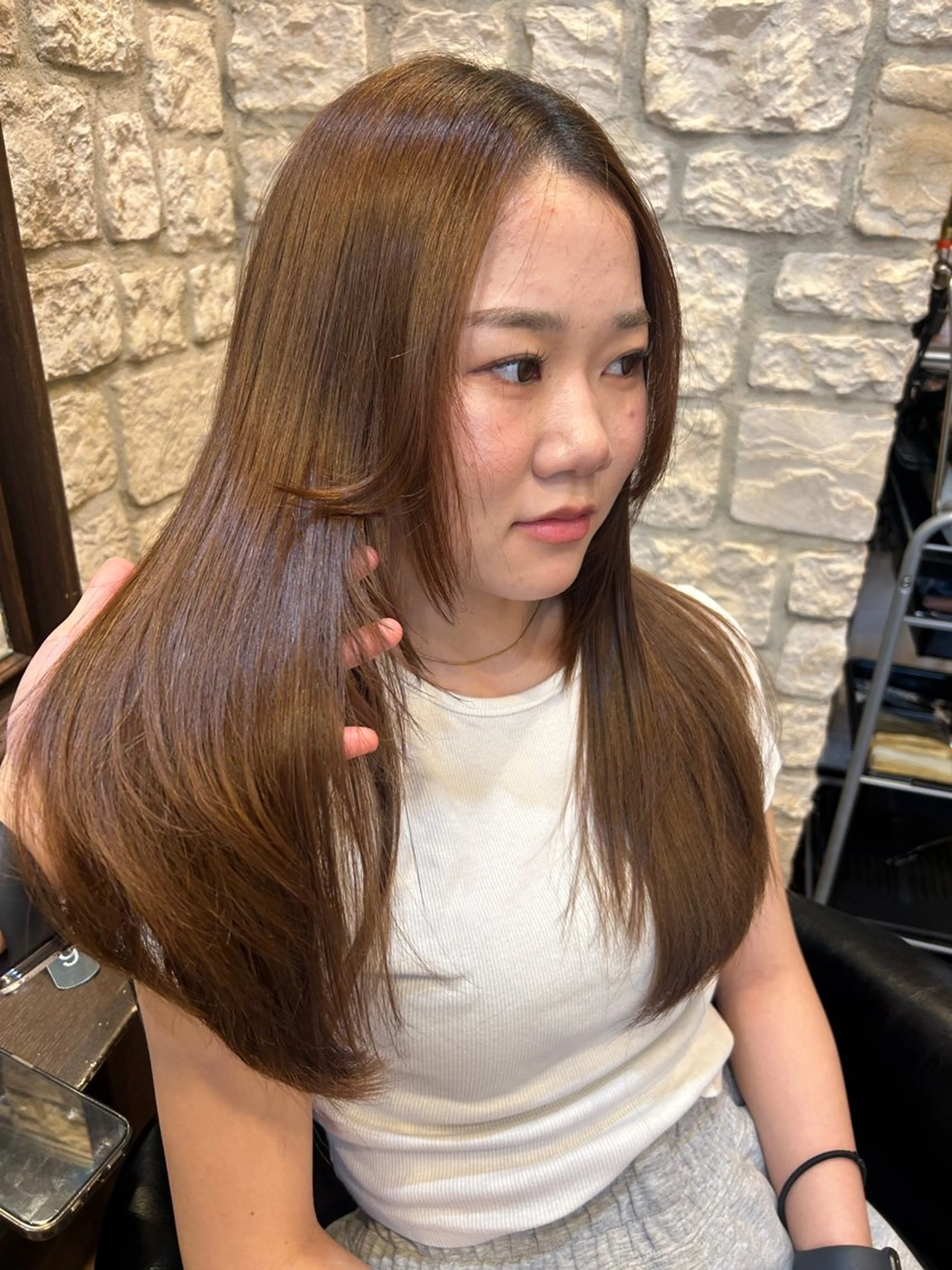 ロング レイヤーカット 縮毛矯正 MIKU ♡彡のヘアスタイル