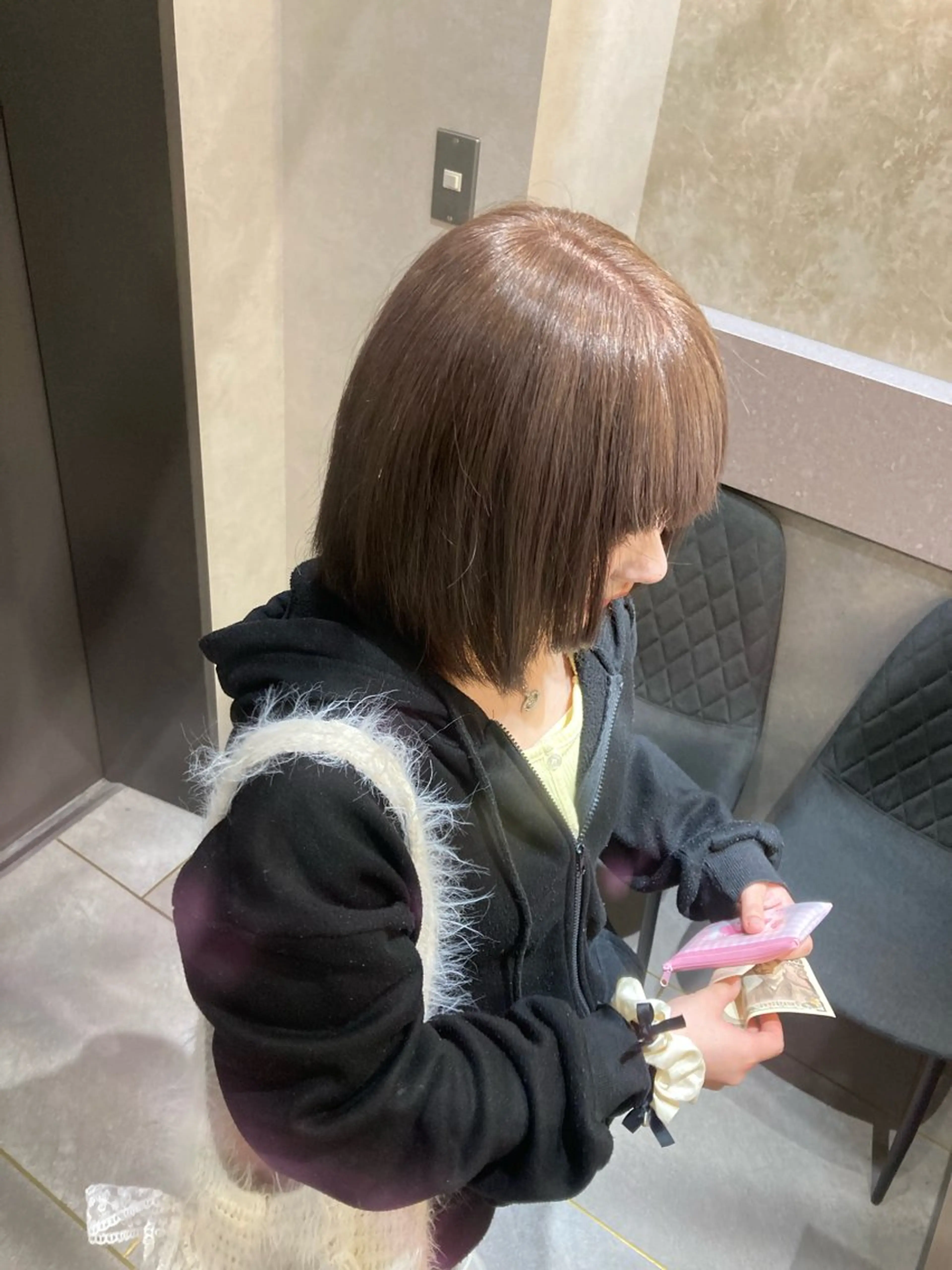 ミディアム カット ヘアカラー たつや/ハイトーン/ バレイヤージュ/寒色のヘアスタイル