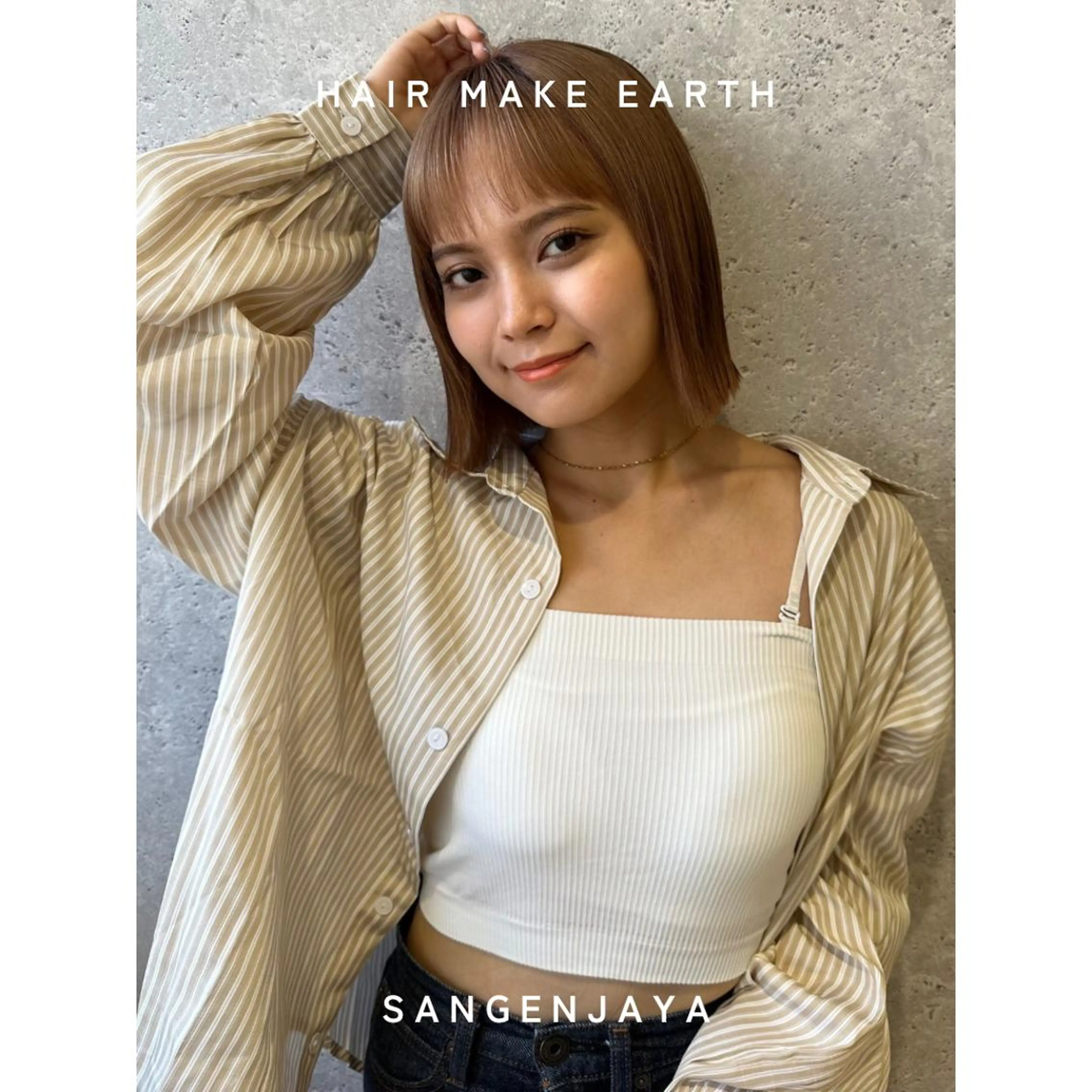ミディアム ボブレイヤー ボブ くびれヘア レイヤーカット 外ハネヘア hair make earth 🪡のヘアスタイル