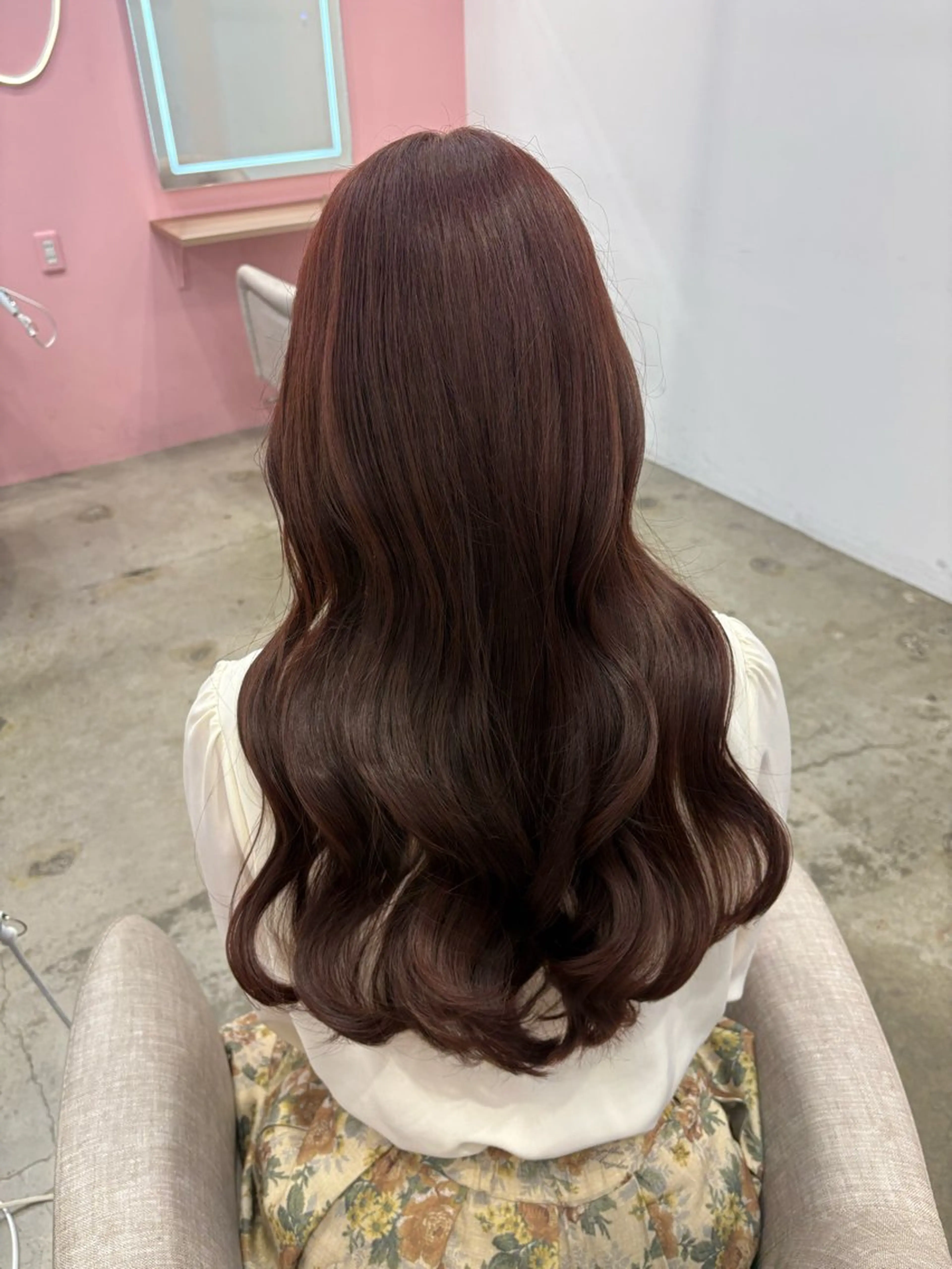 ロング Miu 名古屋カット ミディアム/ピンク髪のヘアスタイル