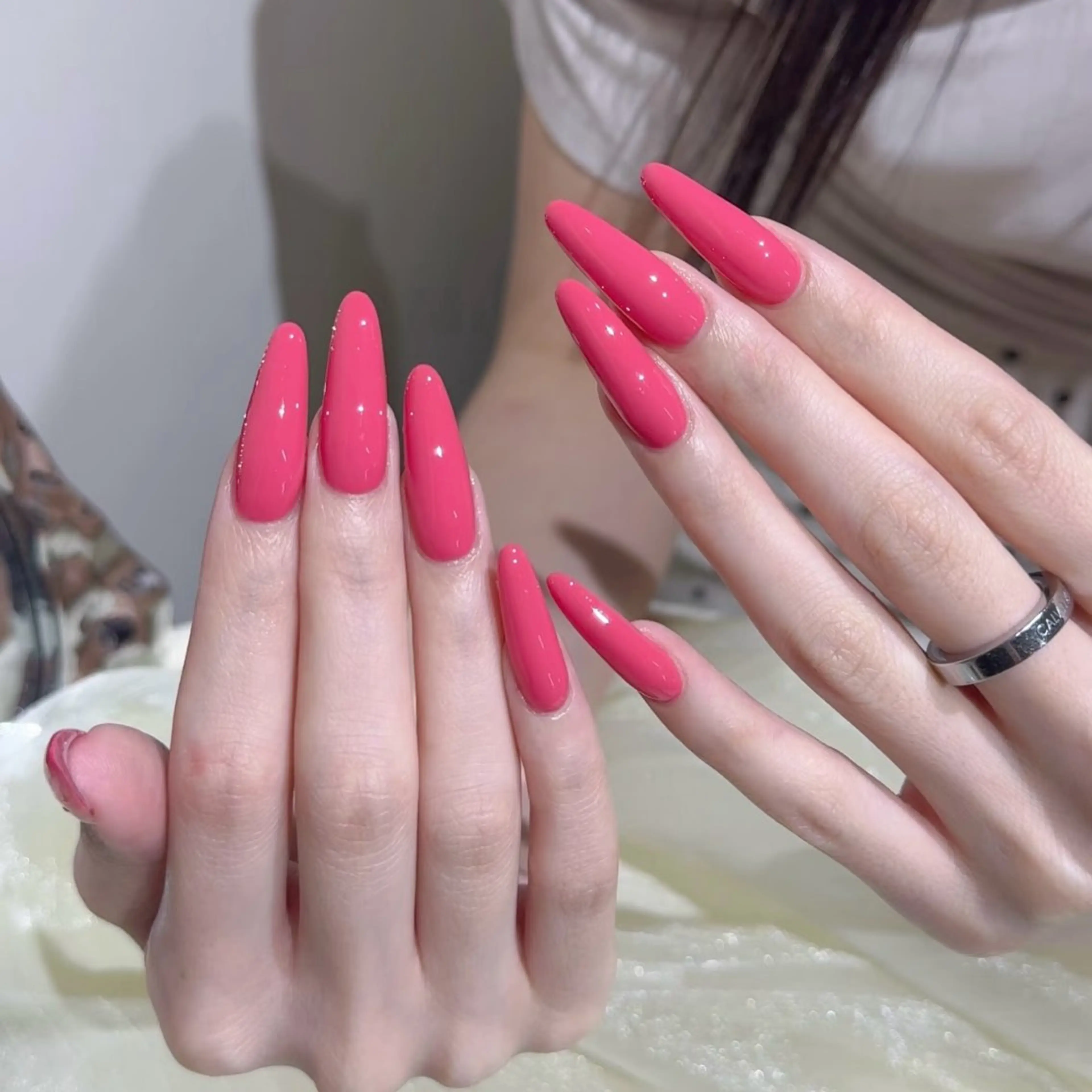ネイル ロングネイル ピンク ハンドネイル Best  nail 結衣のマツエク・マツパデザイン