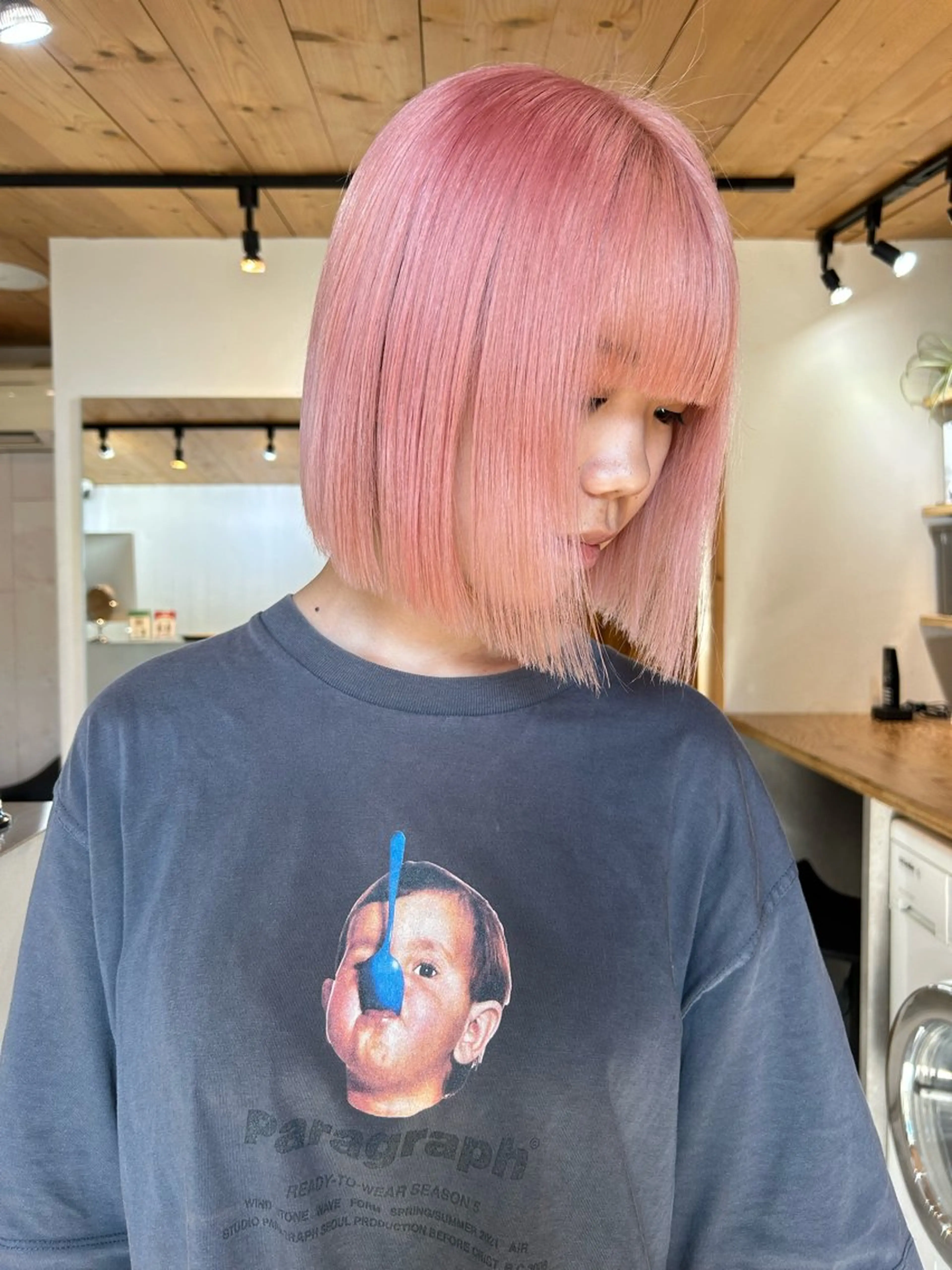 ミディアム カラー メンズ ピンクカラー カット ヘアカラー トリートメント 🧸艶々韓国ヘア 🧁mizunaのヘアスタイル