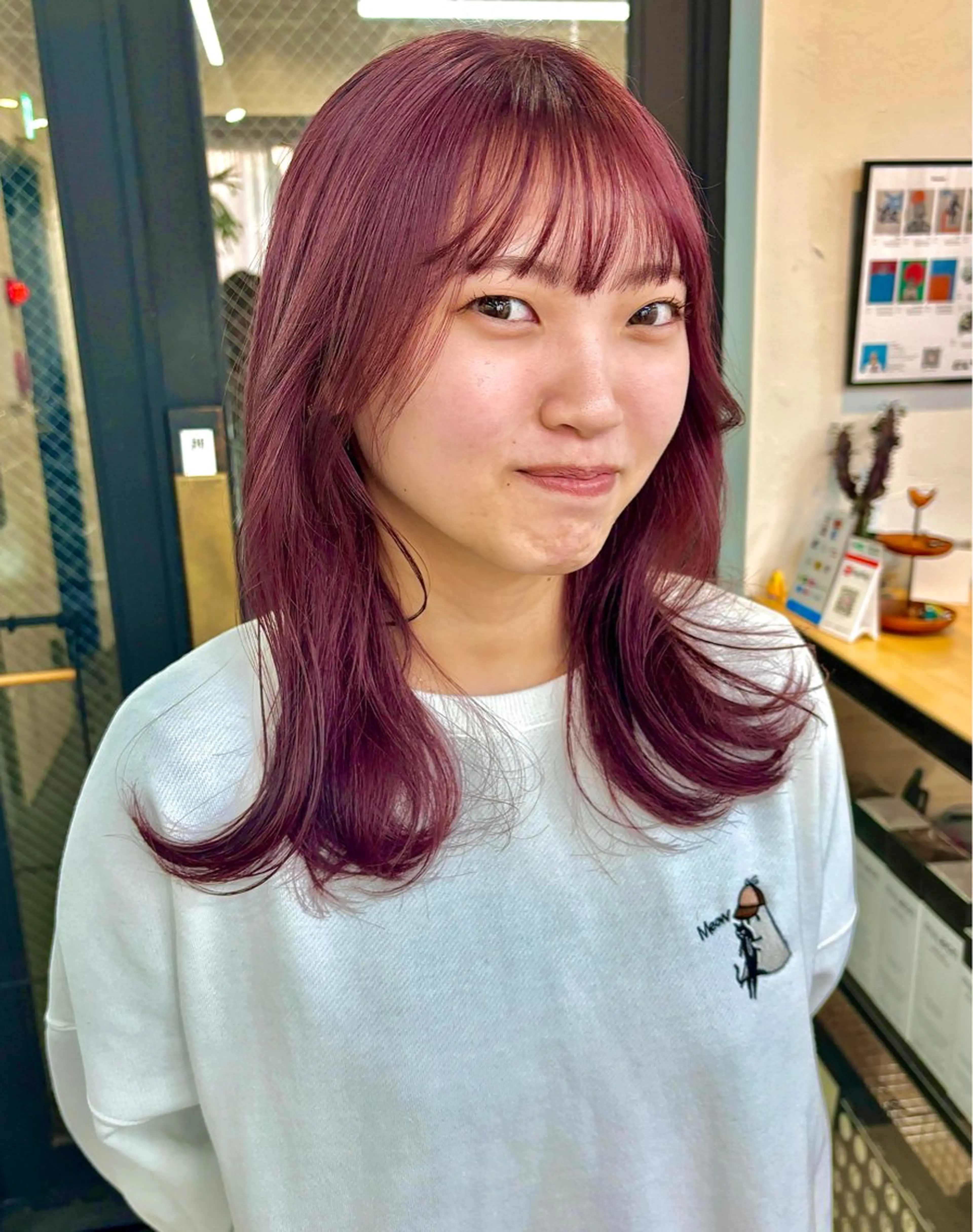 セミロング カラー ベージュカラー ブリーチ ラベンダーカラー ピンクカラー ピンクベージュ 暖色カラー/天神/ ヘイマサクラのヘアスタイル