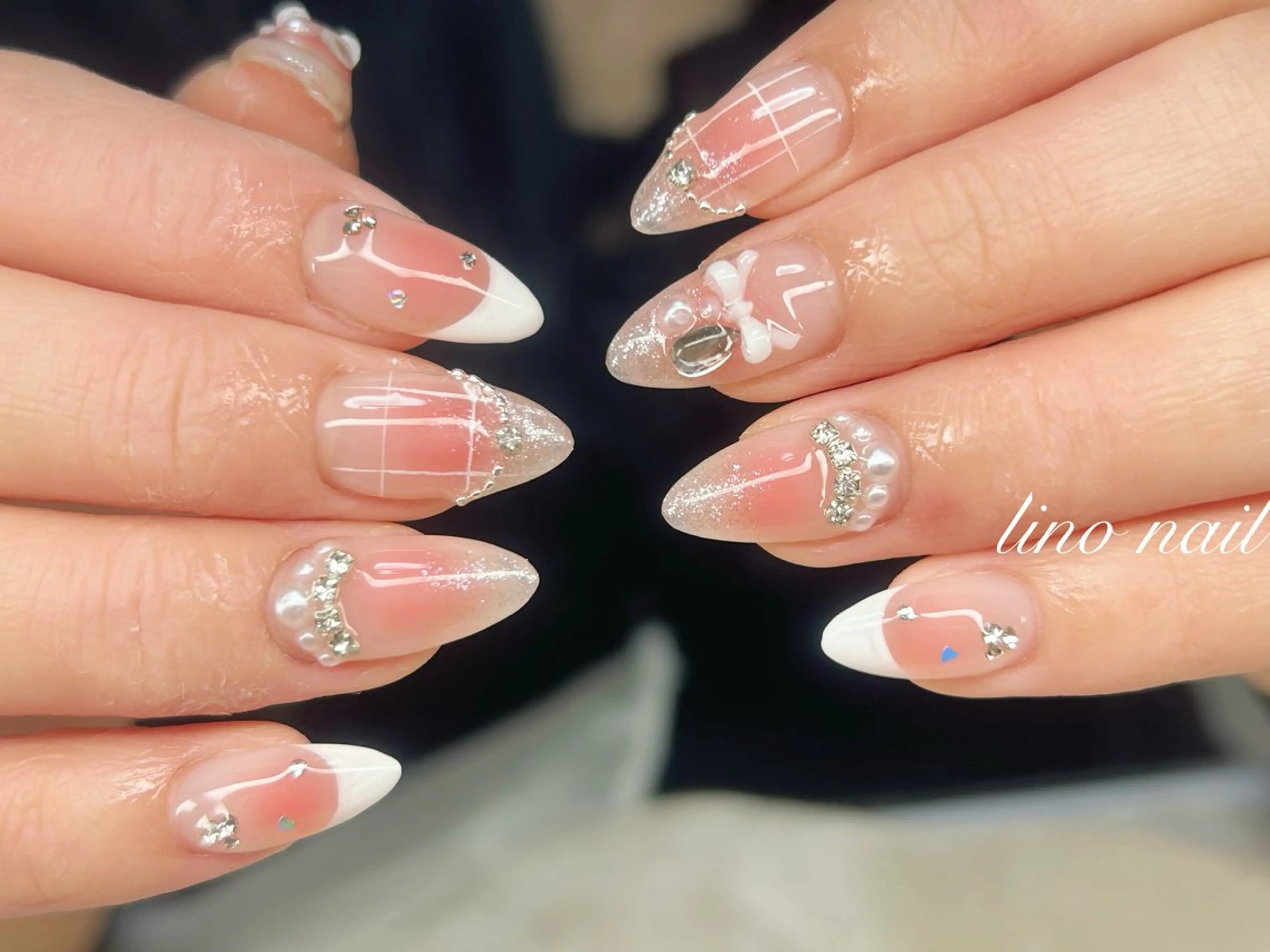 ネイル アートネイル チークネイル 成人式 入学式 長さ出し ハンドネイル Lino Nailのネイルデザイン