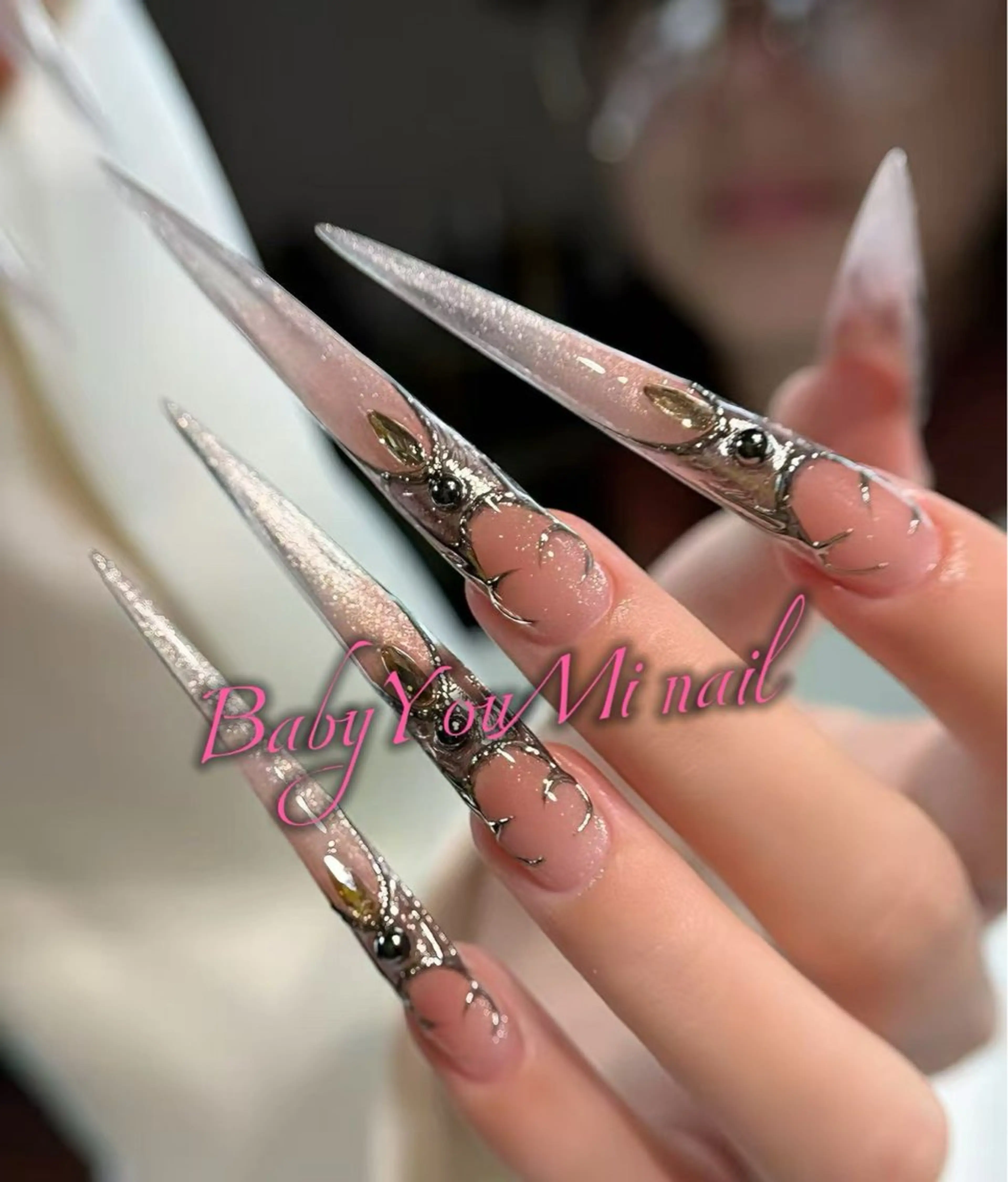 ネイル オーロラネイル チークネイル 成人式 フットネイル フレンチネイル ハンドネイル BabyYouMi nailのネイルデザイン