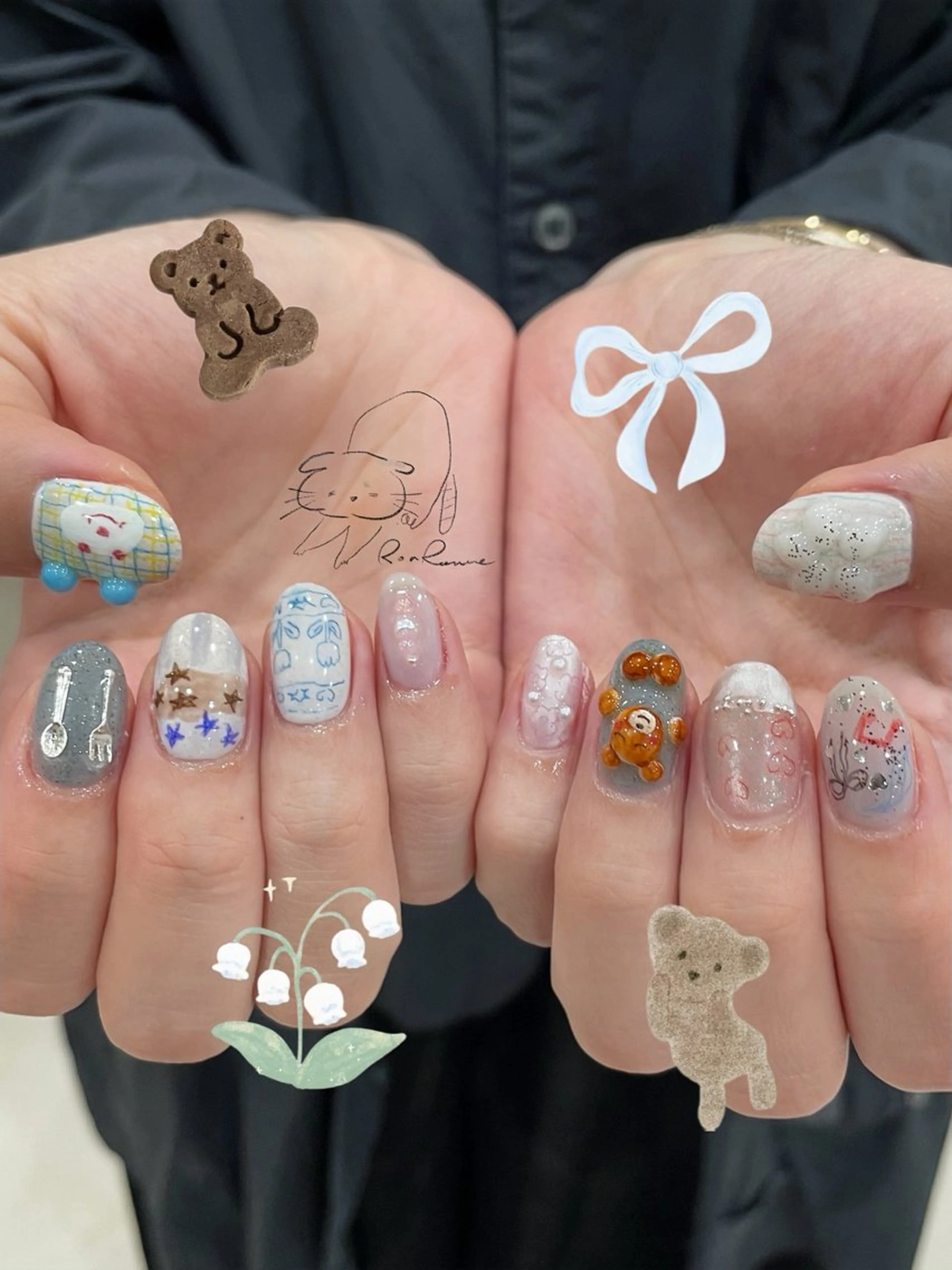 ネイル チークネイル フレンチネイル グラデーション マグネットネイル ワンカラーネイル ハンドネイル ronronne .のネイルデザイン