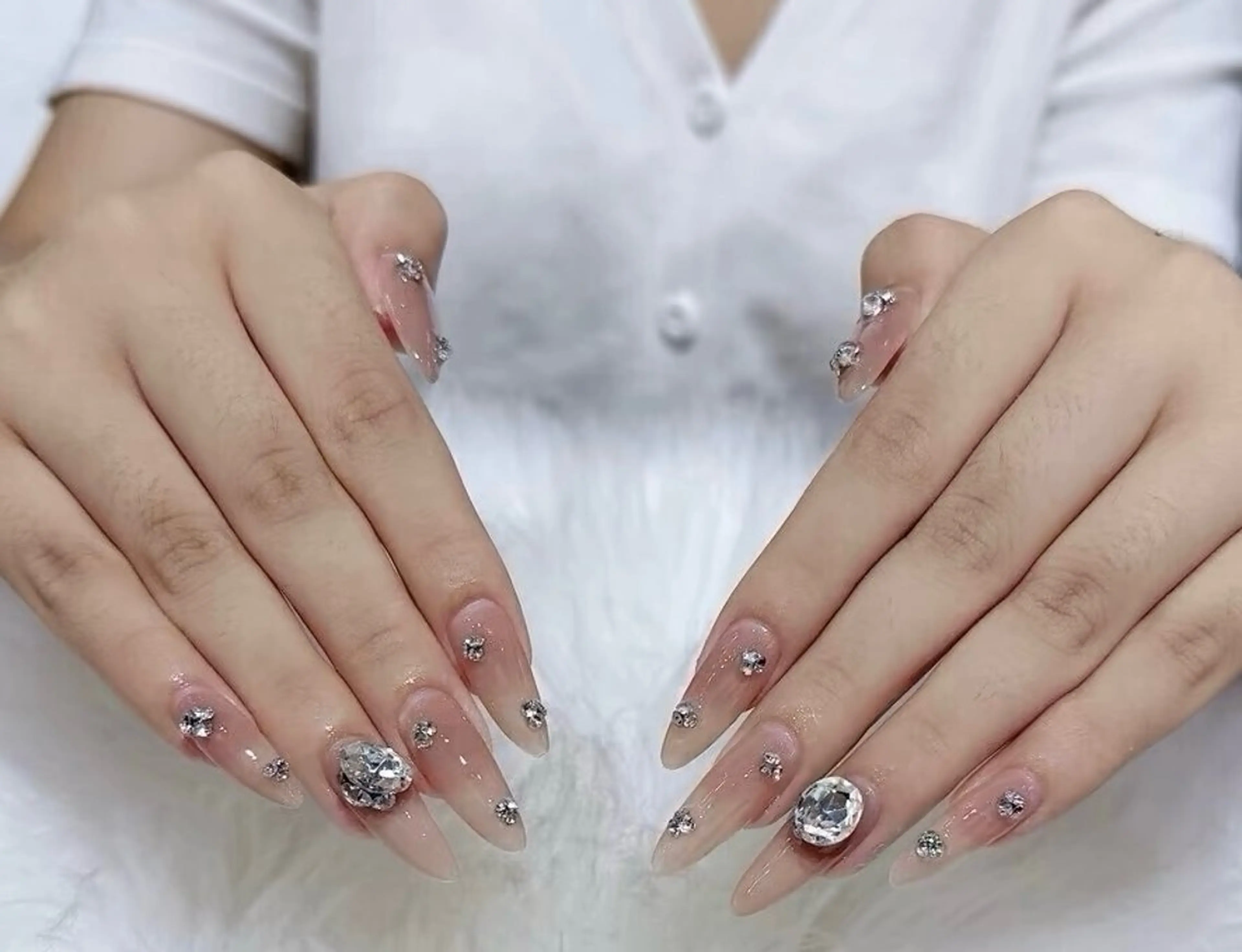 ネイル チークネイル 長さ出し フレンチネイル ガーリー 韓国ネイル sun nail池袋 モデル募集のネイルデザイン