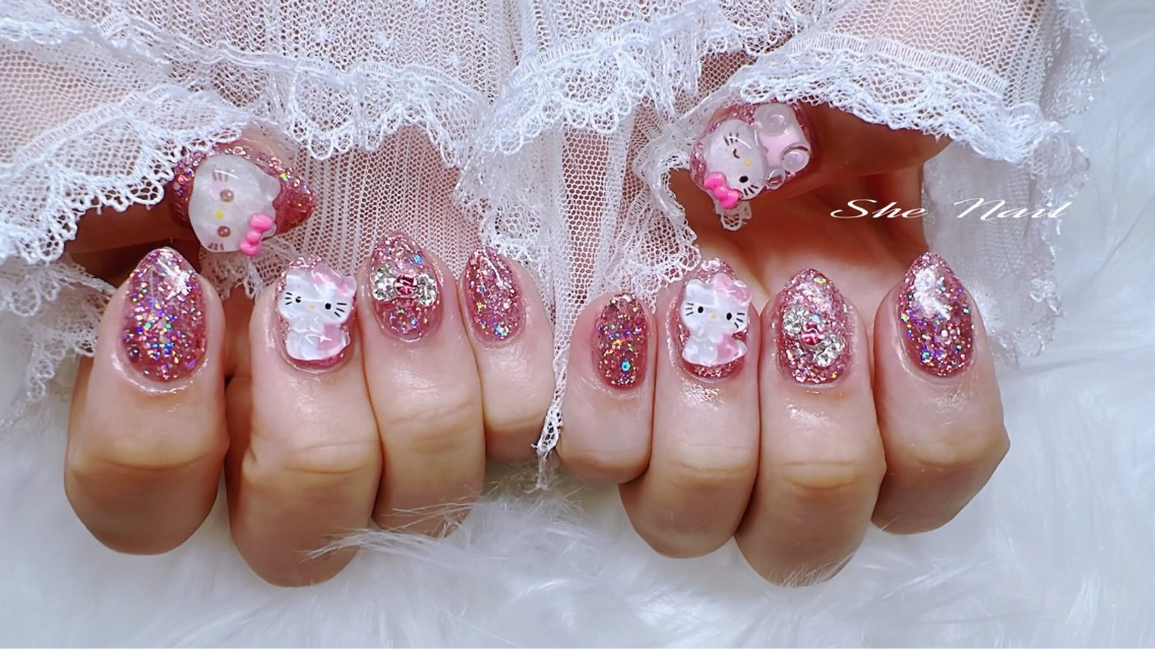 ネイル チークネイル 長さ出し フレンチネイル ガラスフレンチ マグネットネイル ハンドネイル She   Nail所属・ISA_ BELLAのネイルデザイン