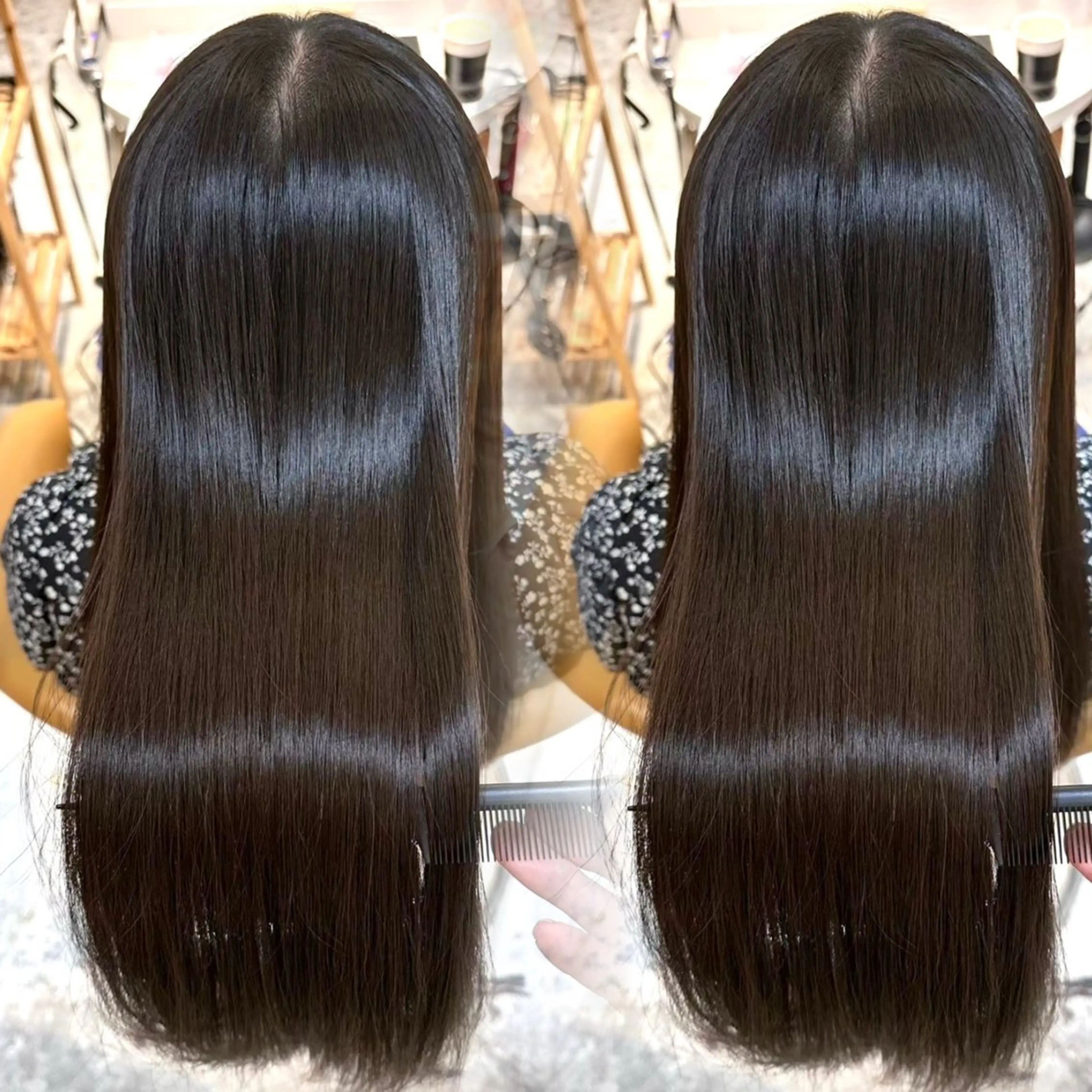 ロング 縮毛矯正 トリートメント 髪質改善/縮毛矯正/ レイヤーカットななこのヘアスタイル