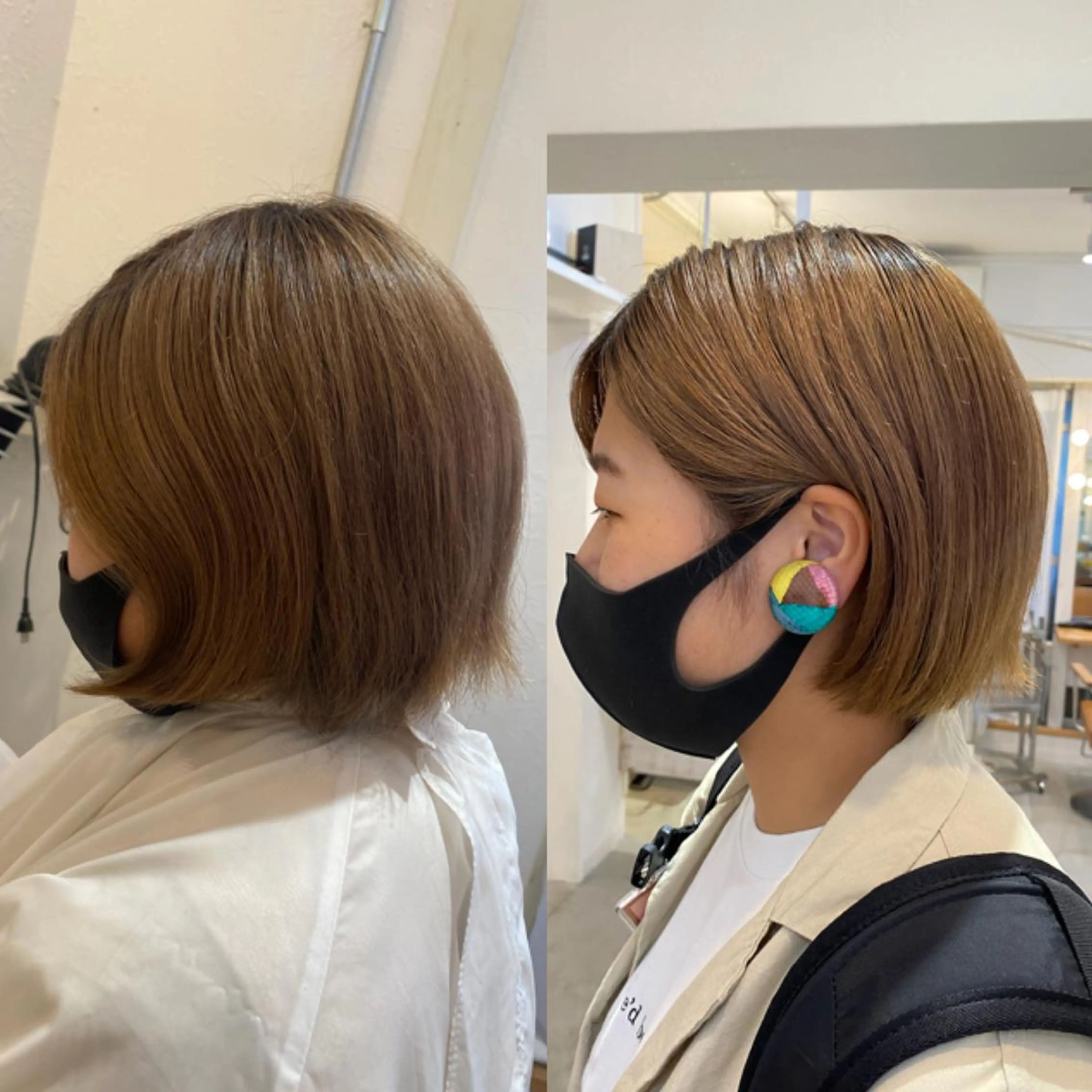ショート ブリーチなしカラー ダブルカラーエクステのヘアスタイル