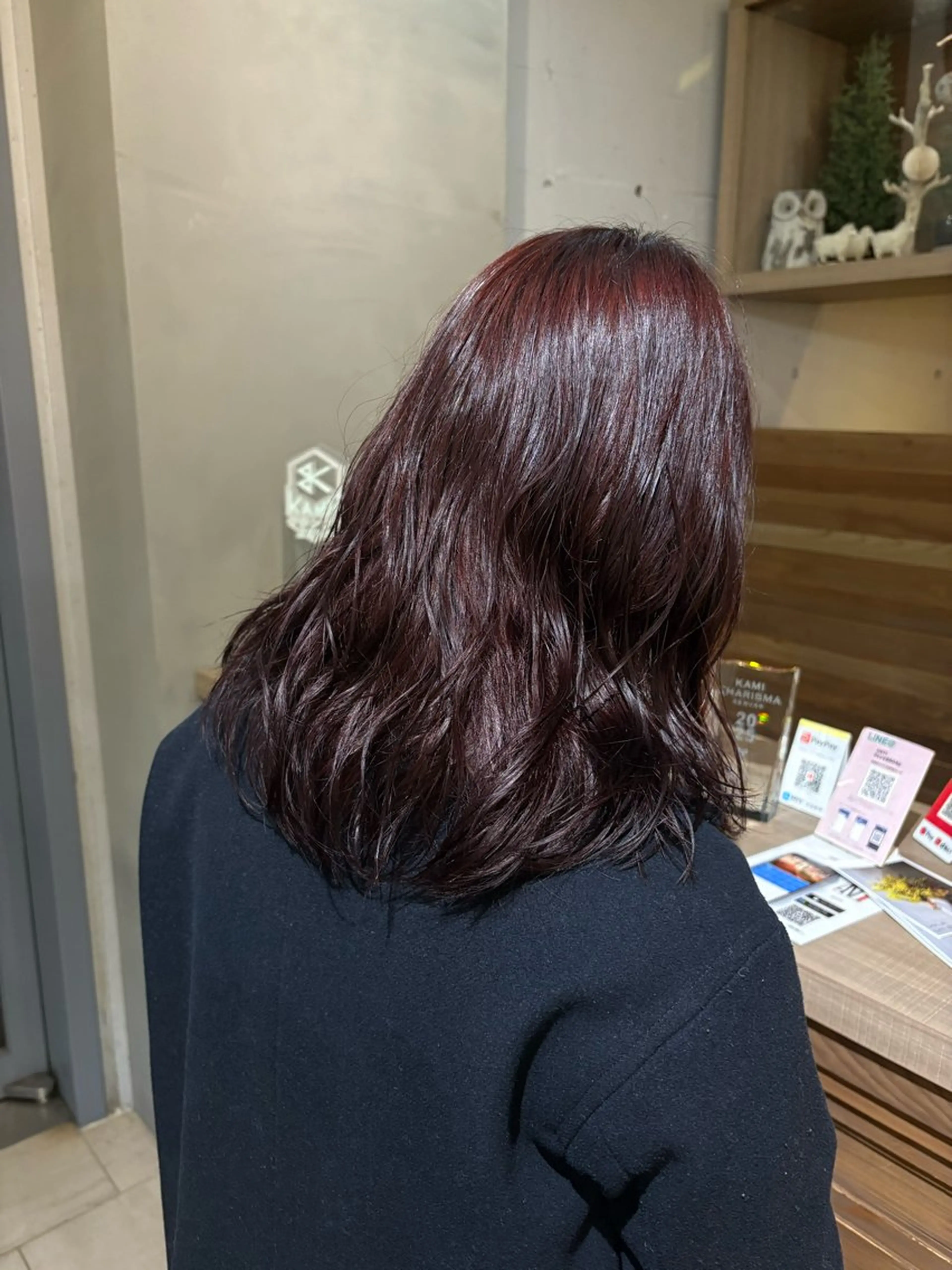 セミロング カラー パーマ セミロングパーマ レッドカラー hanaka カット モデル募集中のヘアスタイル