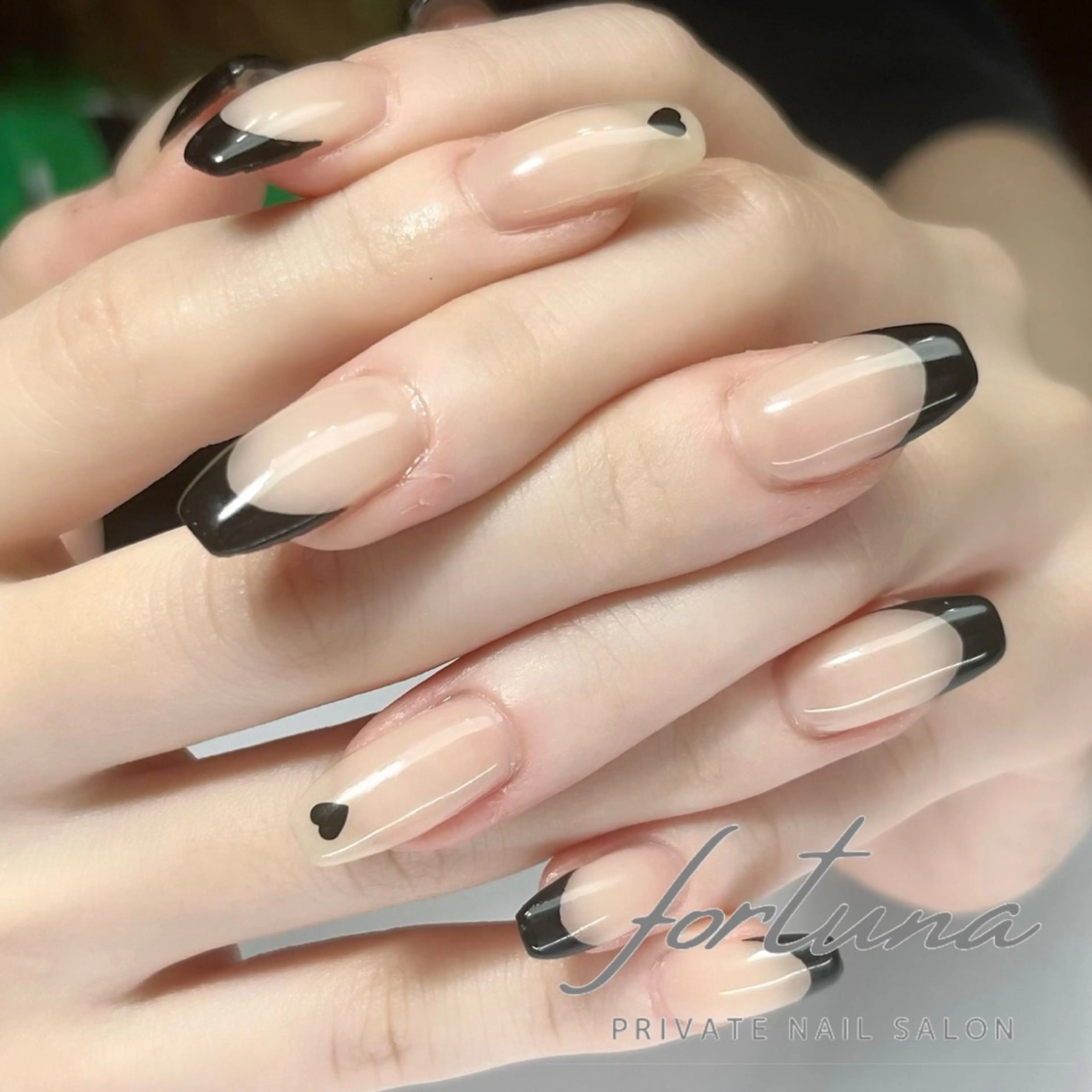 ネイル フレンチネイル ハート ハンドネイル fortuna 武藤裕美のネイルデザイン