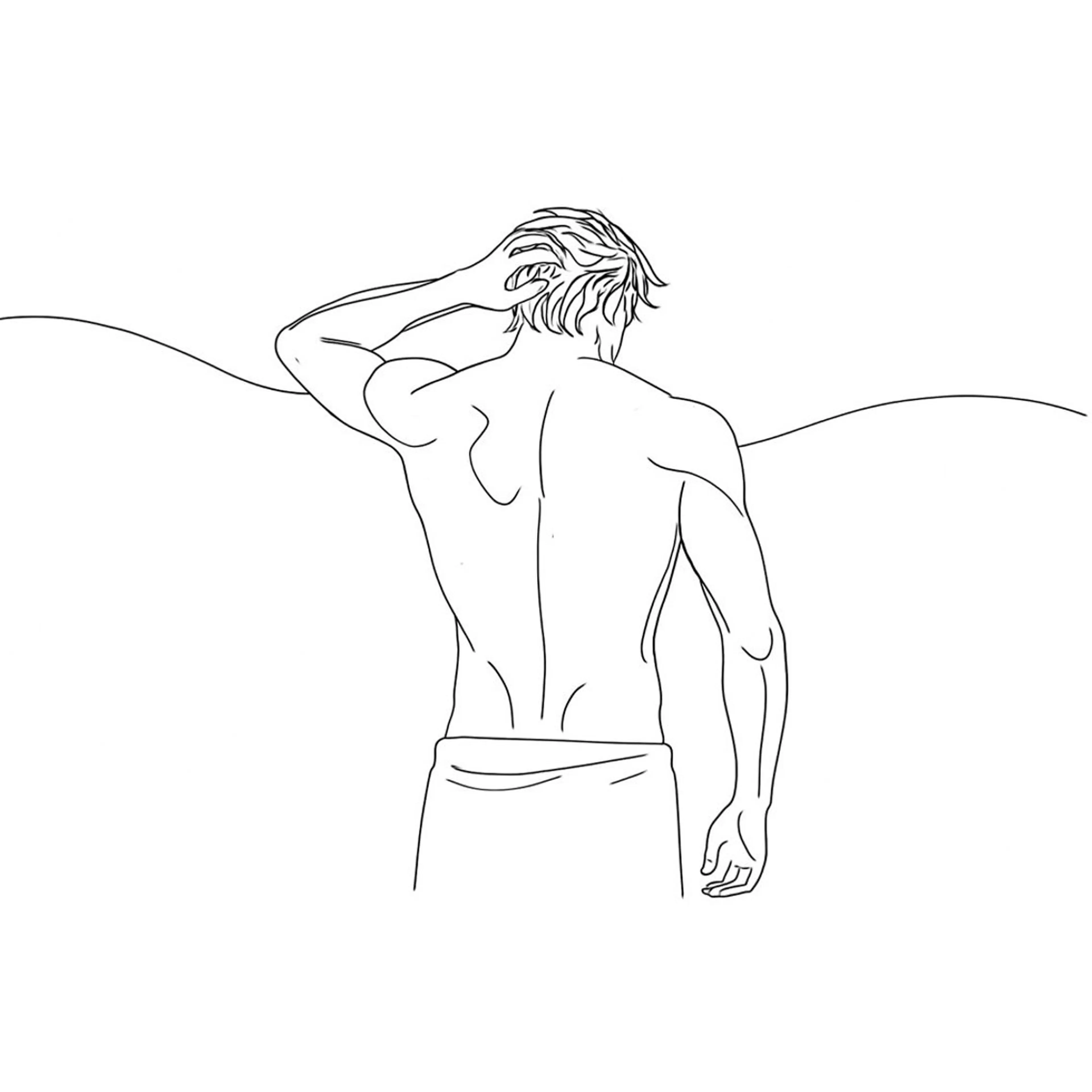 男性　背中の写真