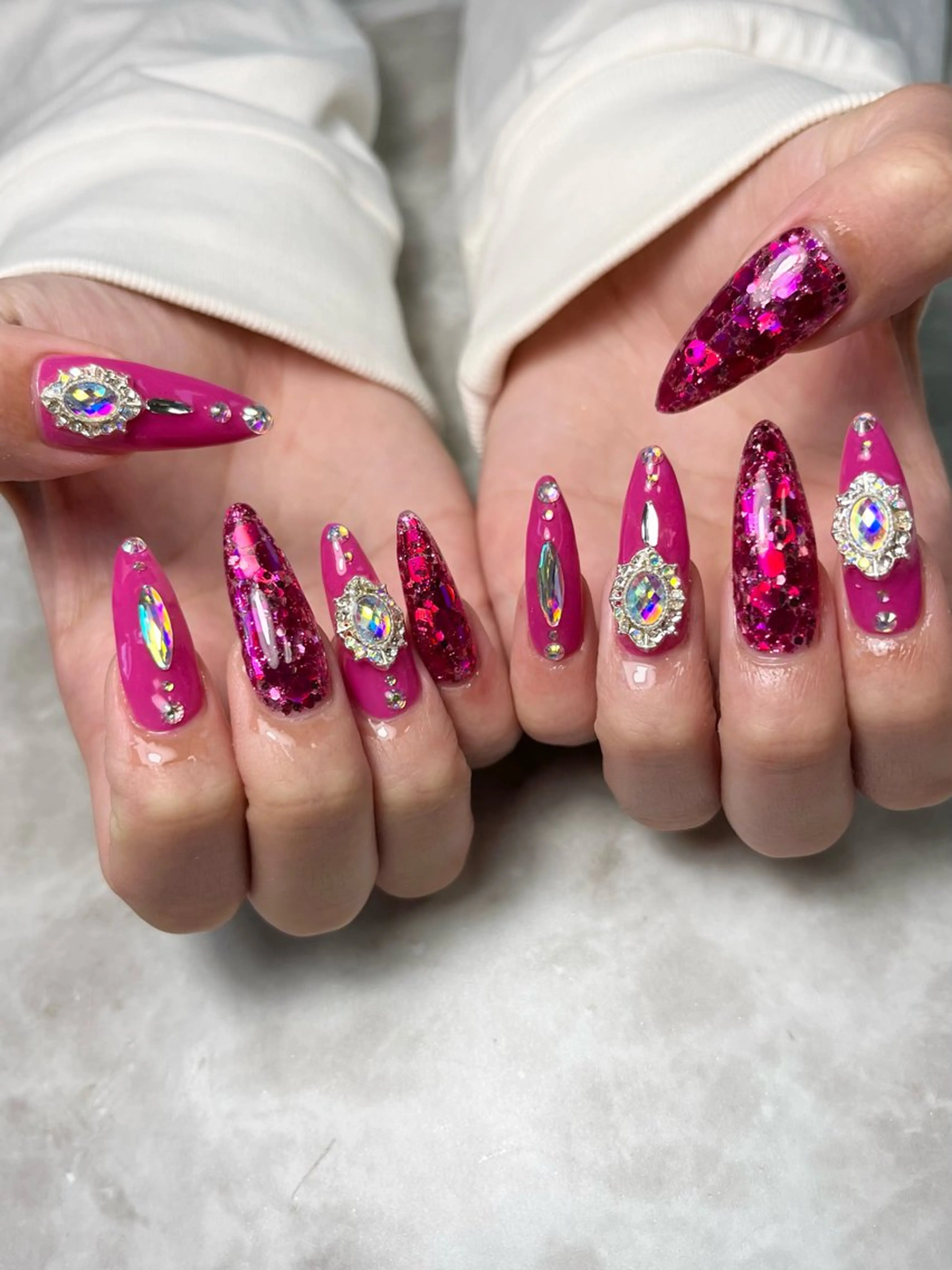 ネイル ピンク スカルプネイル Nailsalon E's cafeのネイルデザイン