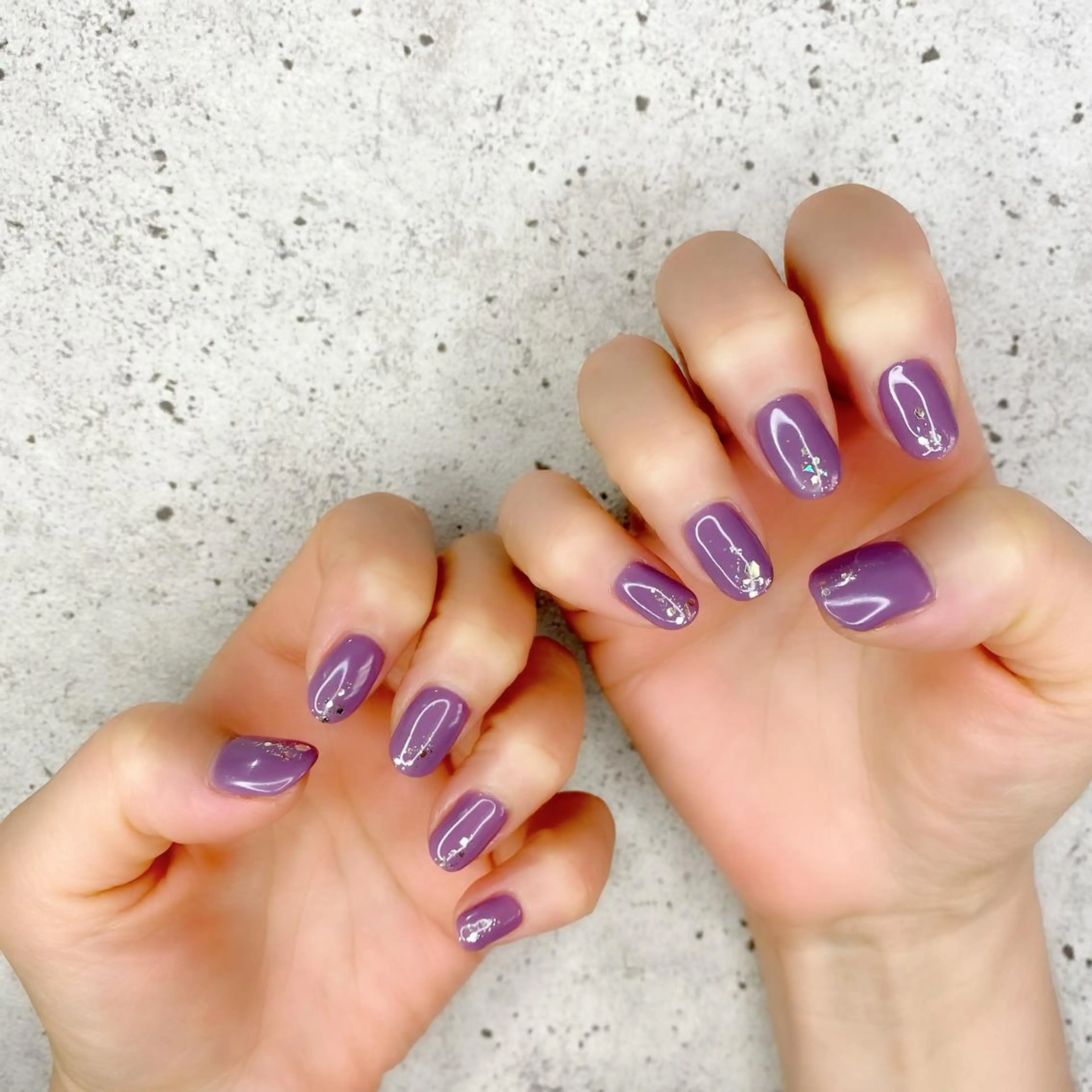 ショート カラー パーマ ヘアアレンジ メンズ キッズ ネイル マツエク・マツパ パープルカラー ショートヘア アートネイル ラメ(グリッター) パープル Salon Ｋのネイルデザイン