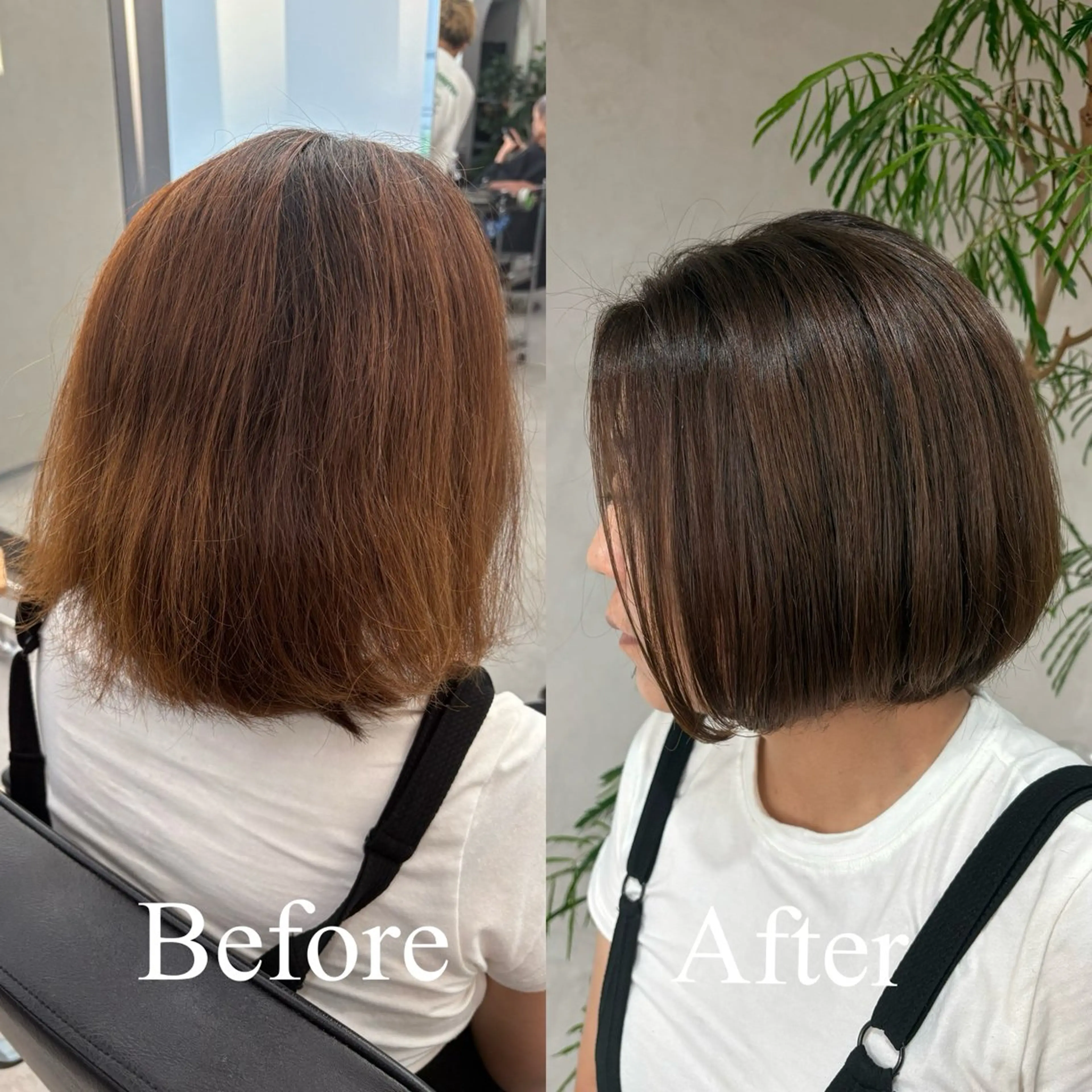 ミディアム カラー パーマ ベージュカラー 髪質改善 ストレートパーマ カット パーマ トリートメント qumu 横浜所属・🌿ボブ/縮毛矯正/ 透明感カラー🌿神永のヘアスタイル