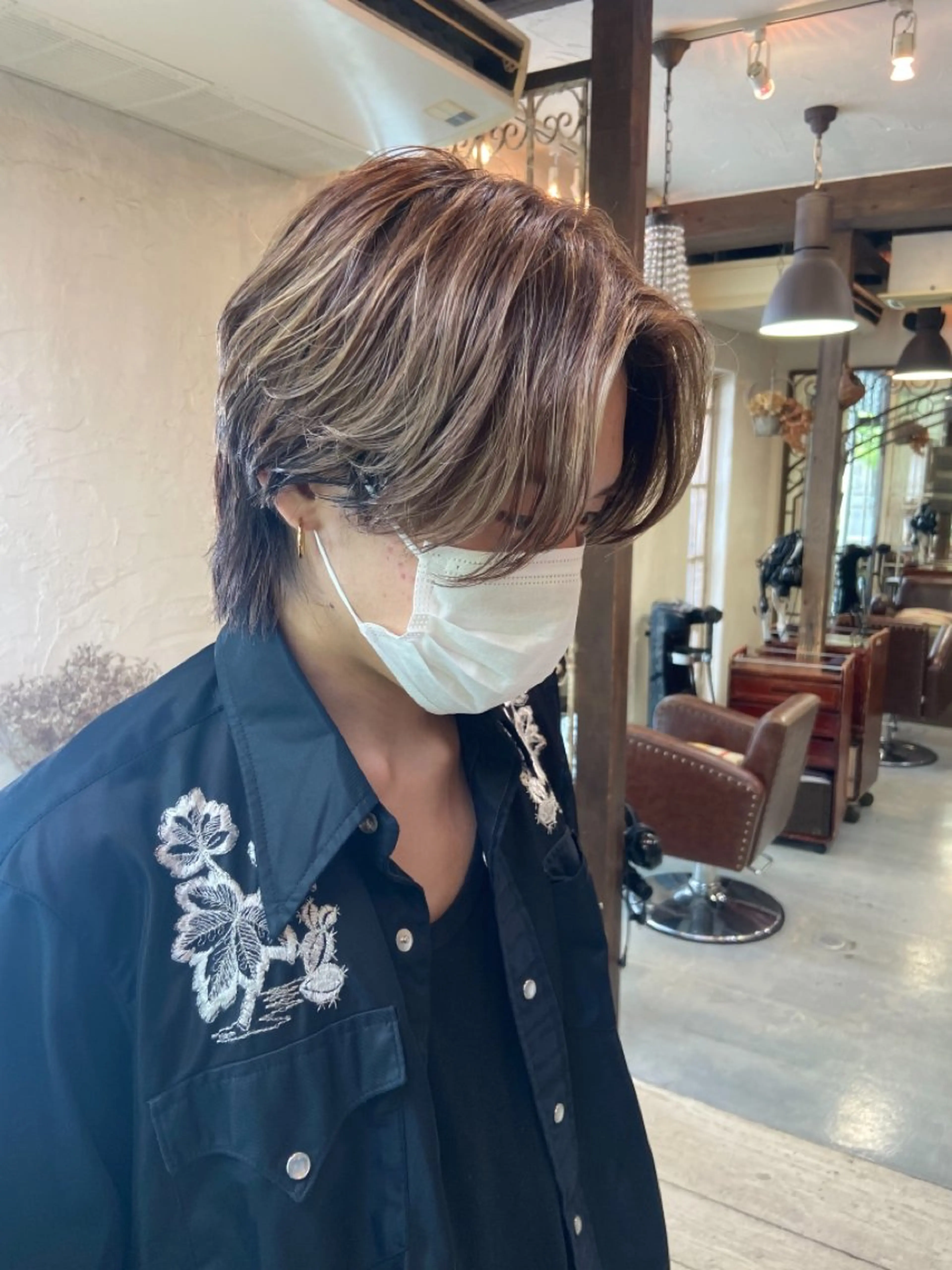 ロング カラー メンズ メンズハイライト ハイライトカラー ハイライト 抜きっぱなしブロンド /ハイトーン/カナタのヘアスタイル