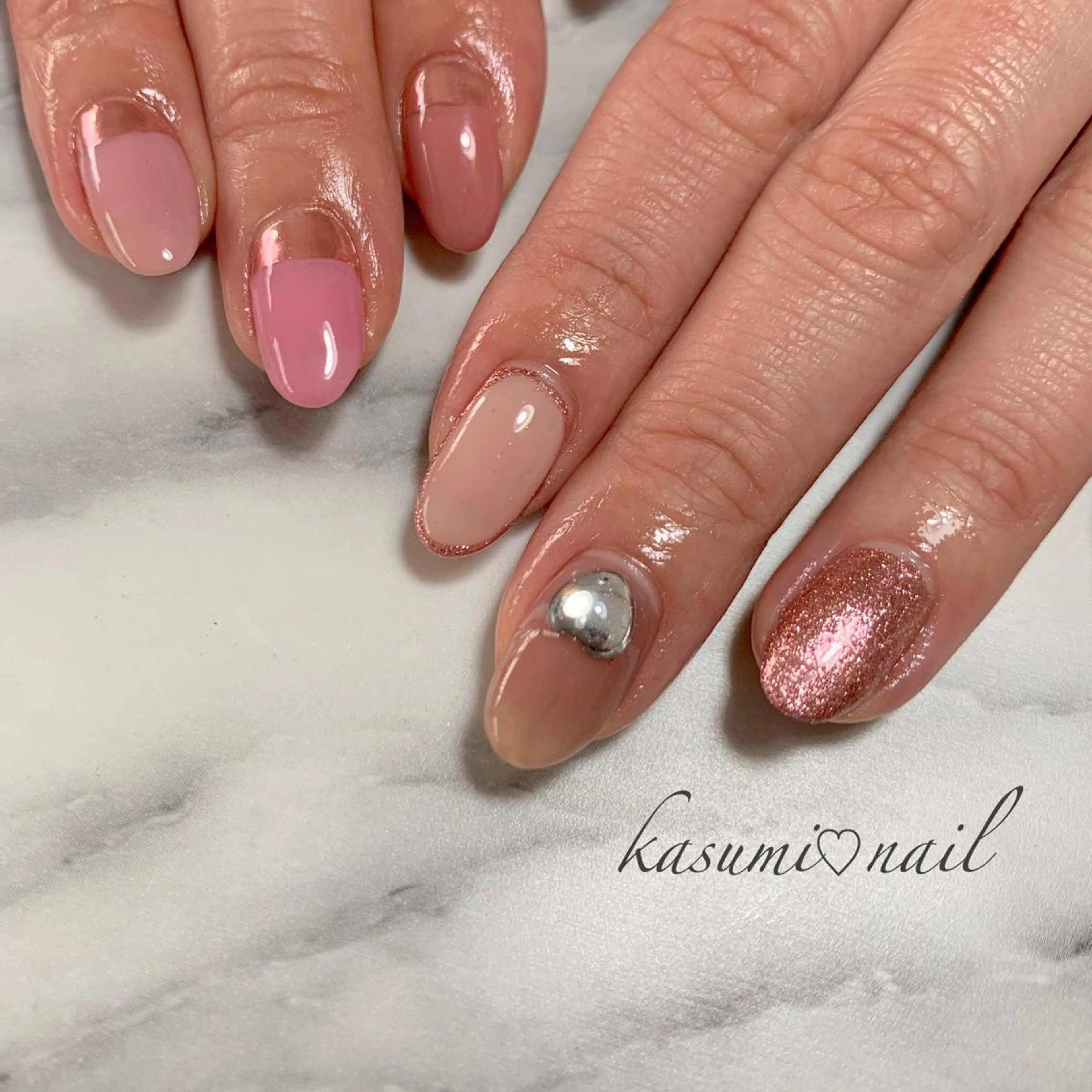 ネイル アートネイル フットネイル 大理石ネイル(マーブル) ミラーネイル ニュアンスネイル KASUMI♡ Nailのネイルデザイン