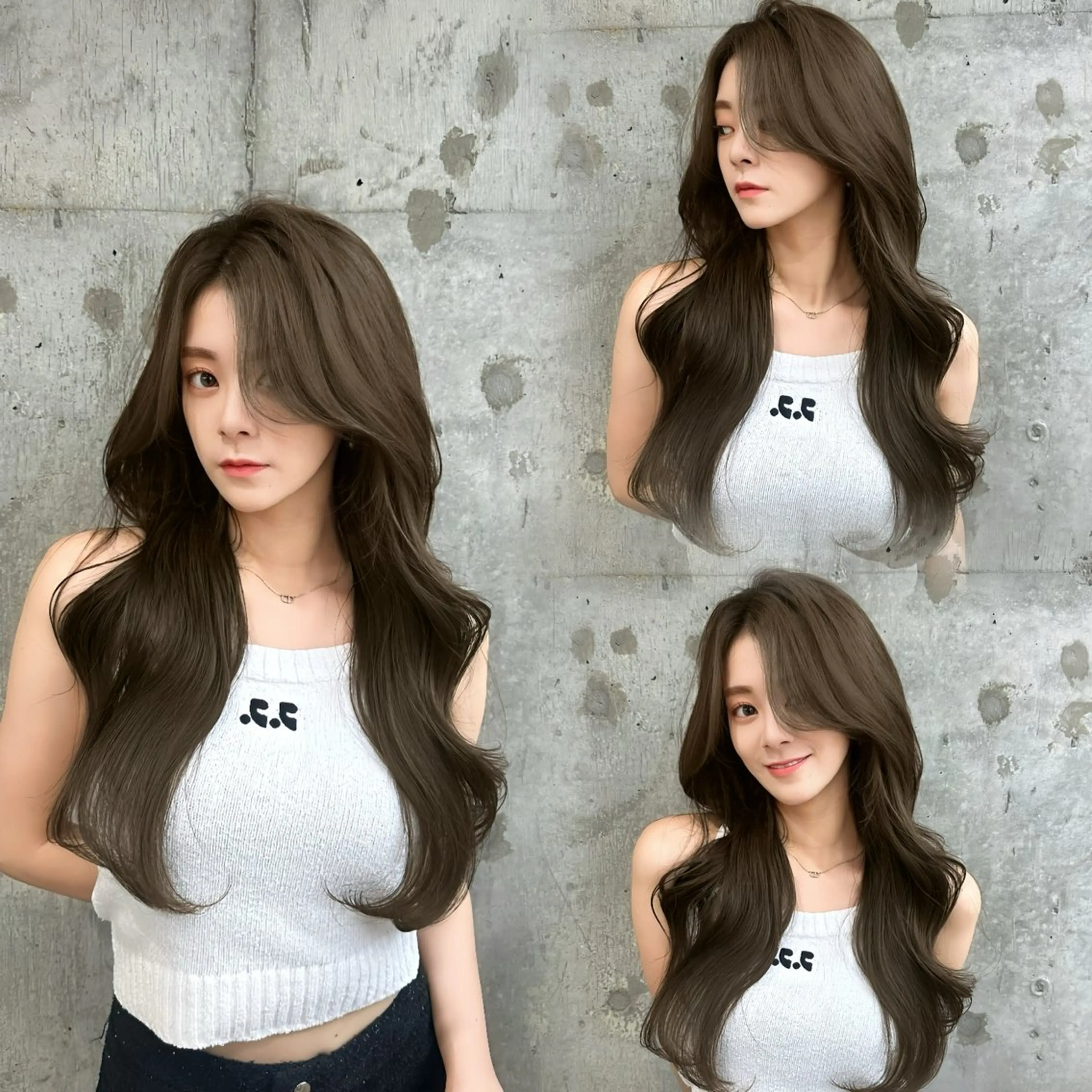 ロング カラー ベージュカラー グレージュ オリーブベージュ 髪質改善 カット ヘアカラー 髪質改善/韓国ヘア レイヤー/新宿/ロミのヘアスタイル