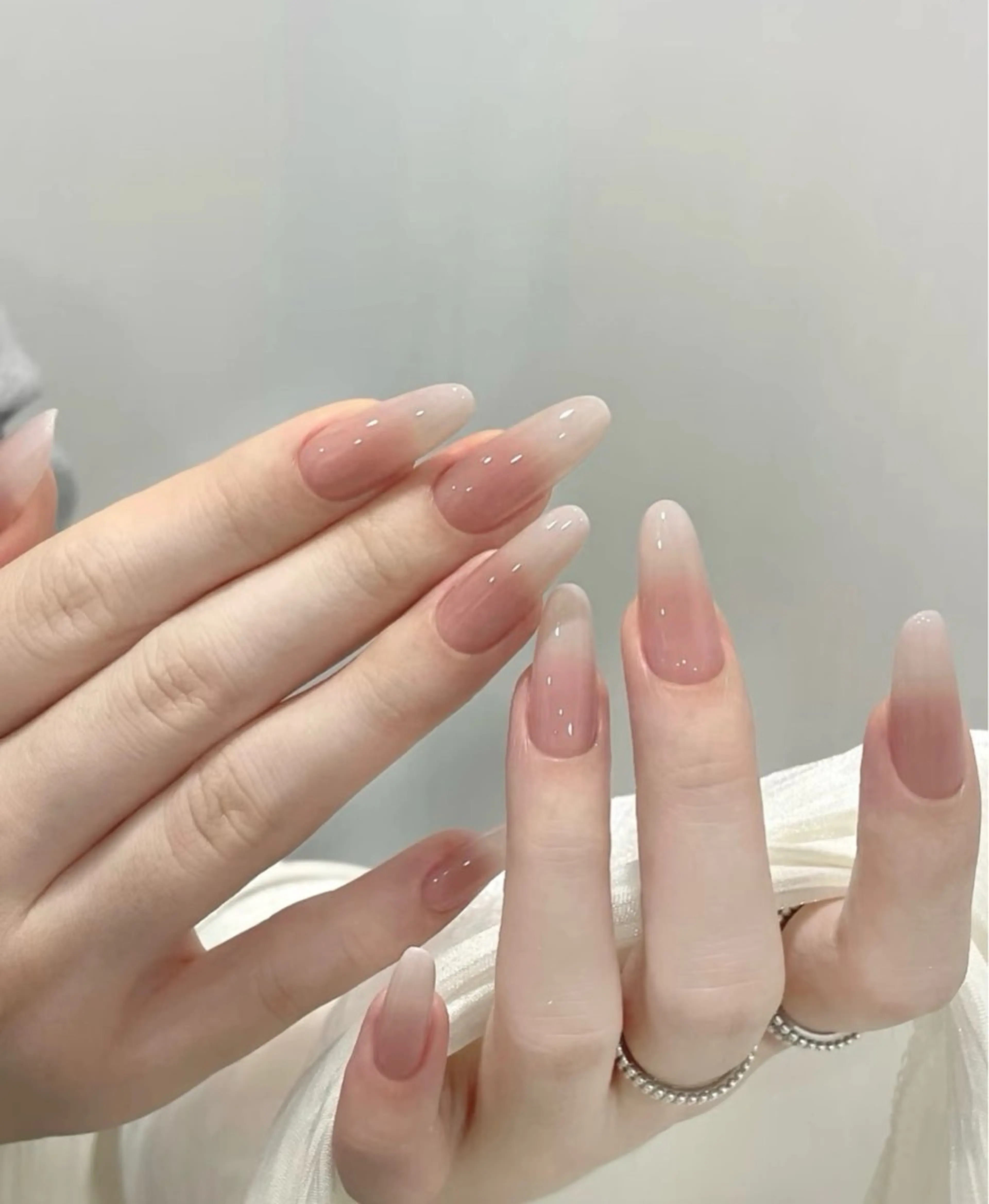 ネイル チークネイル 長さ出し フレンチネイル ガーリー 韓国ネイル sun nail池袋 モデル募集のネイルデザイン