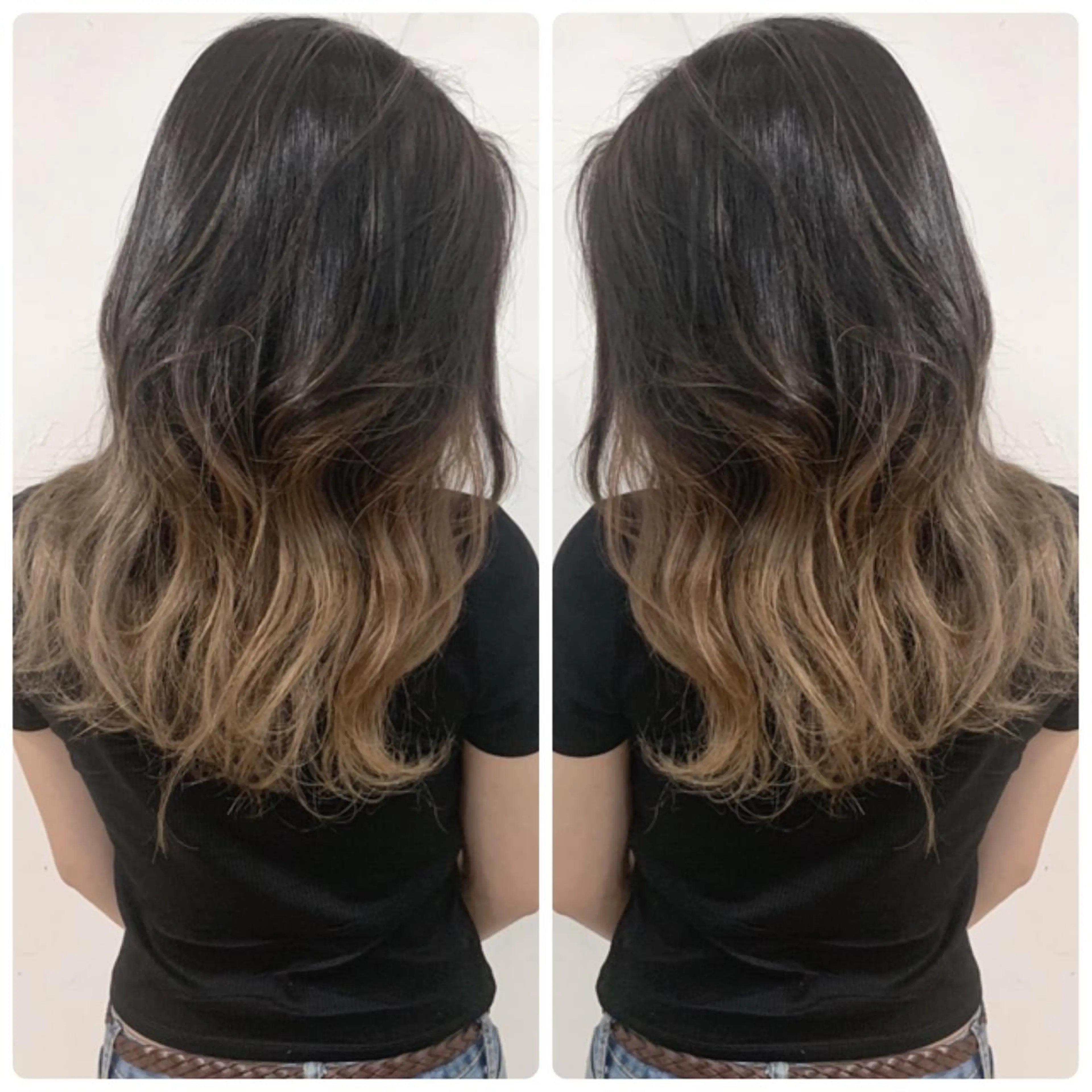 セミロング カラー アッシュ バレイヤージュ ブリーチ デザインカラー グレージュ カット ヘアカラー トリートメント 京都大人女性ショート 徒歩1分/秋山のヘアスタイル