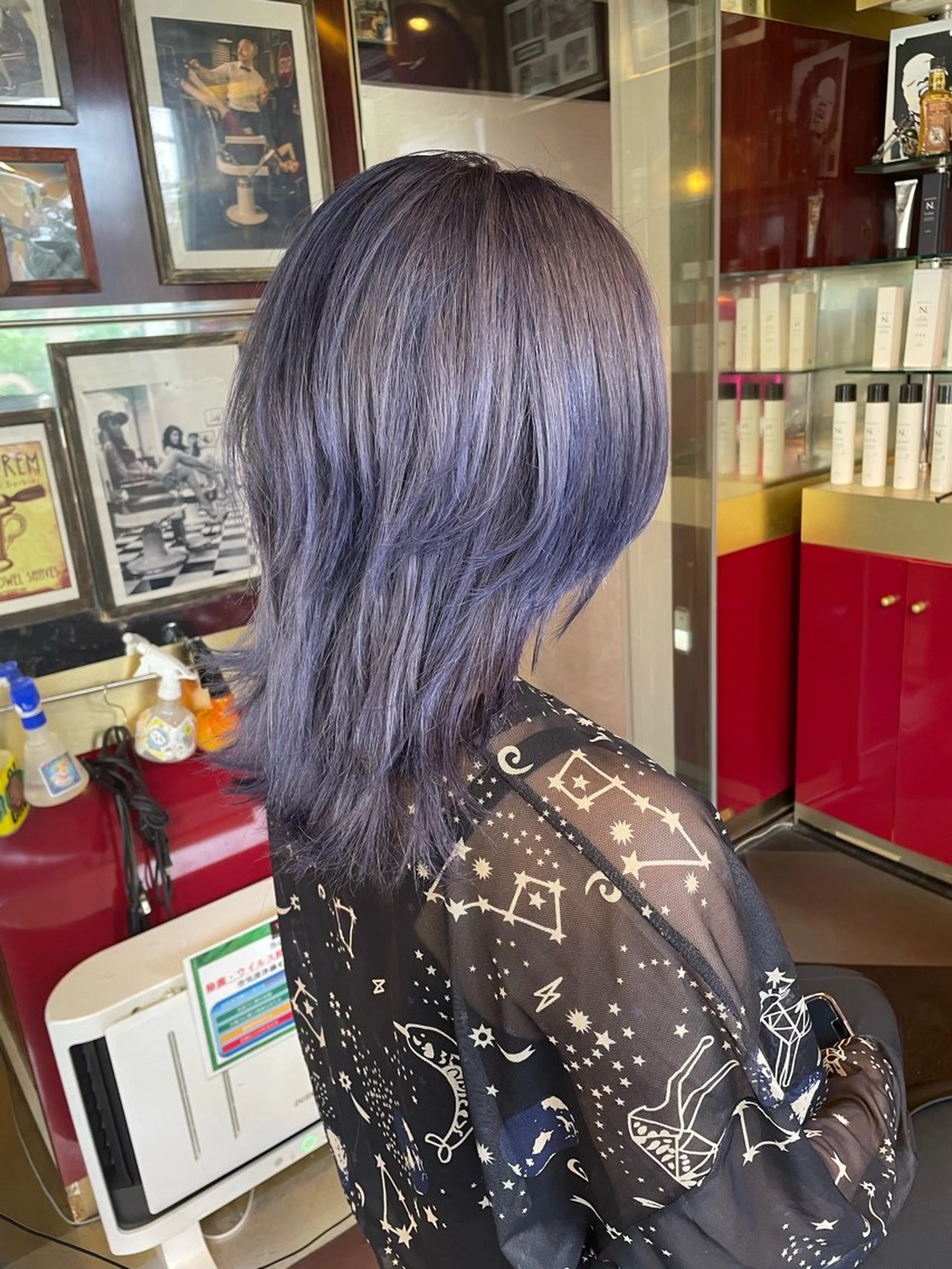 セミロング カラー ダブルカラー ラベンダーカラー パープルカラー ウルフカット 👑派手髪/カット 👑ANRYのヘアスタイル