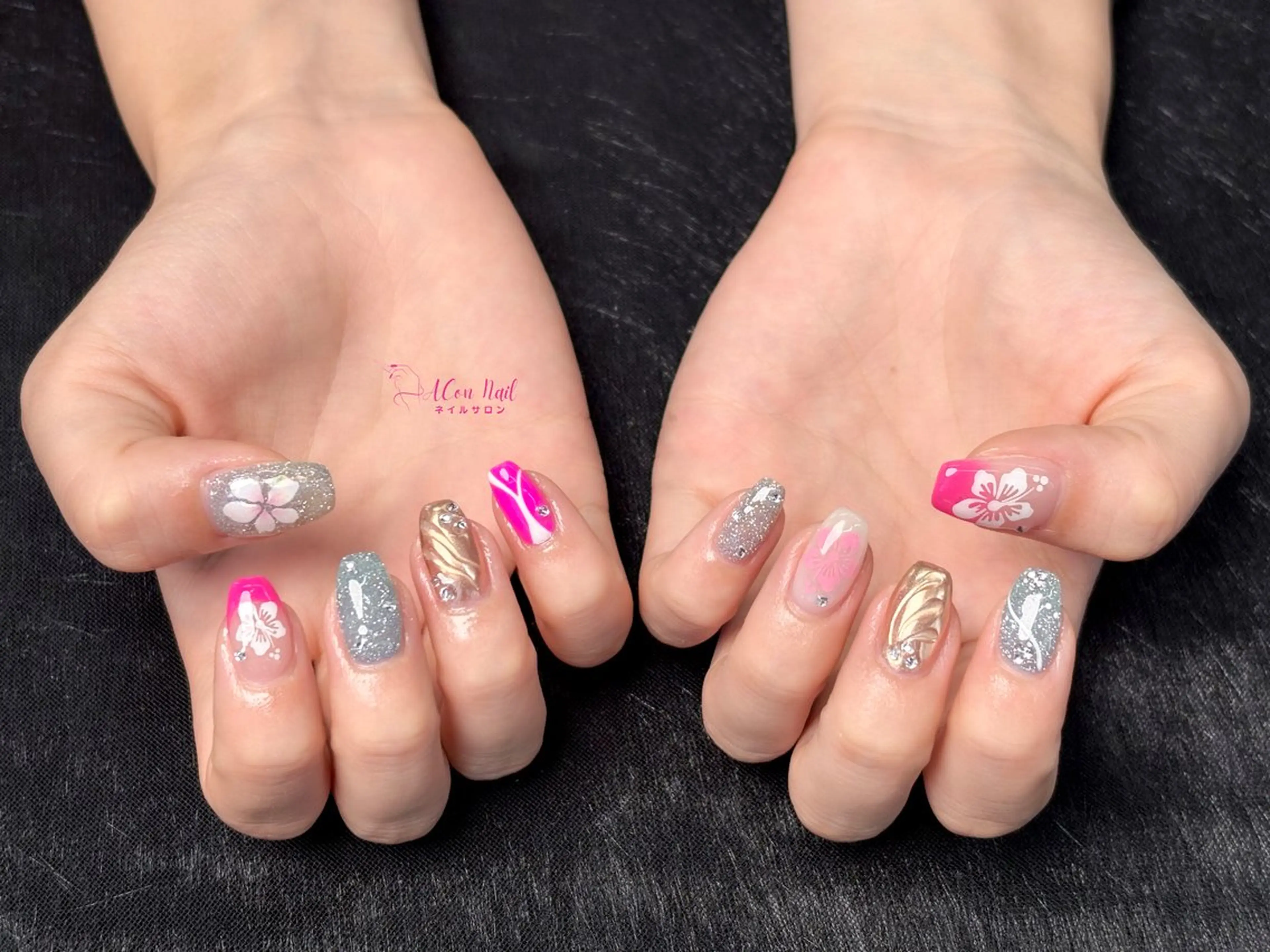 ネイル 桜ネイル 長さ出し フラワーネイル フレンチネイル ジェルネイル ハンドネイル AConNailSalon所属・ACon NailSalonのネイルデザイン