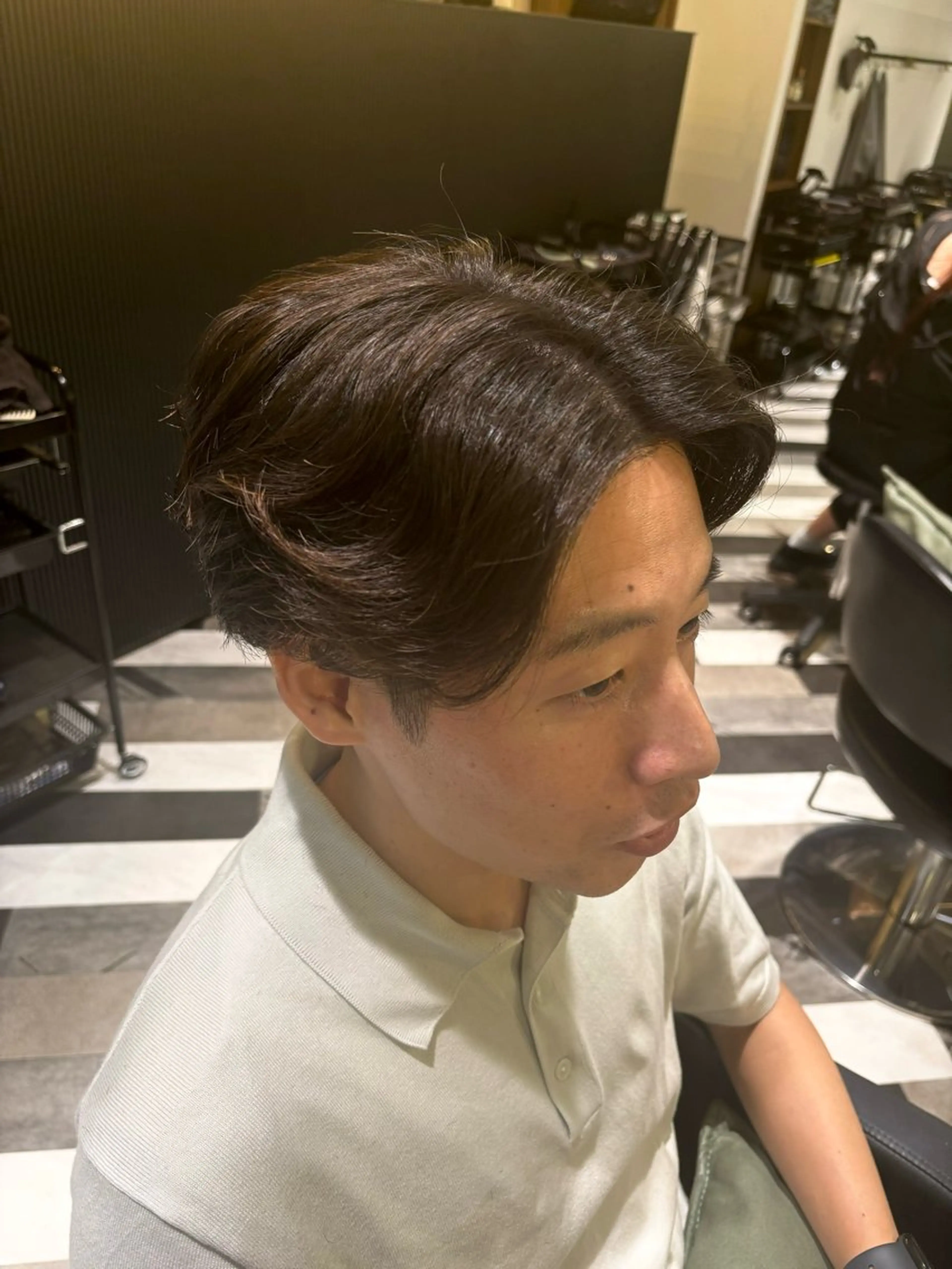 ミディアム メンズ ミディアムパーマ メンズパーマ カット 野田 聖輝のヘアスタイル