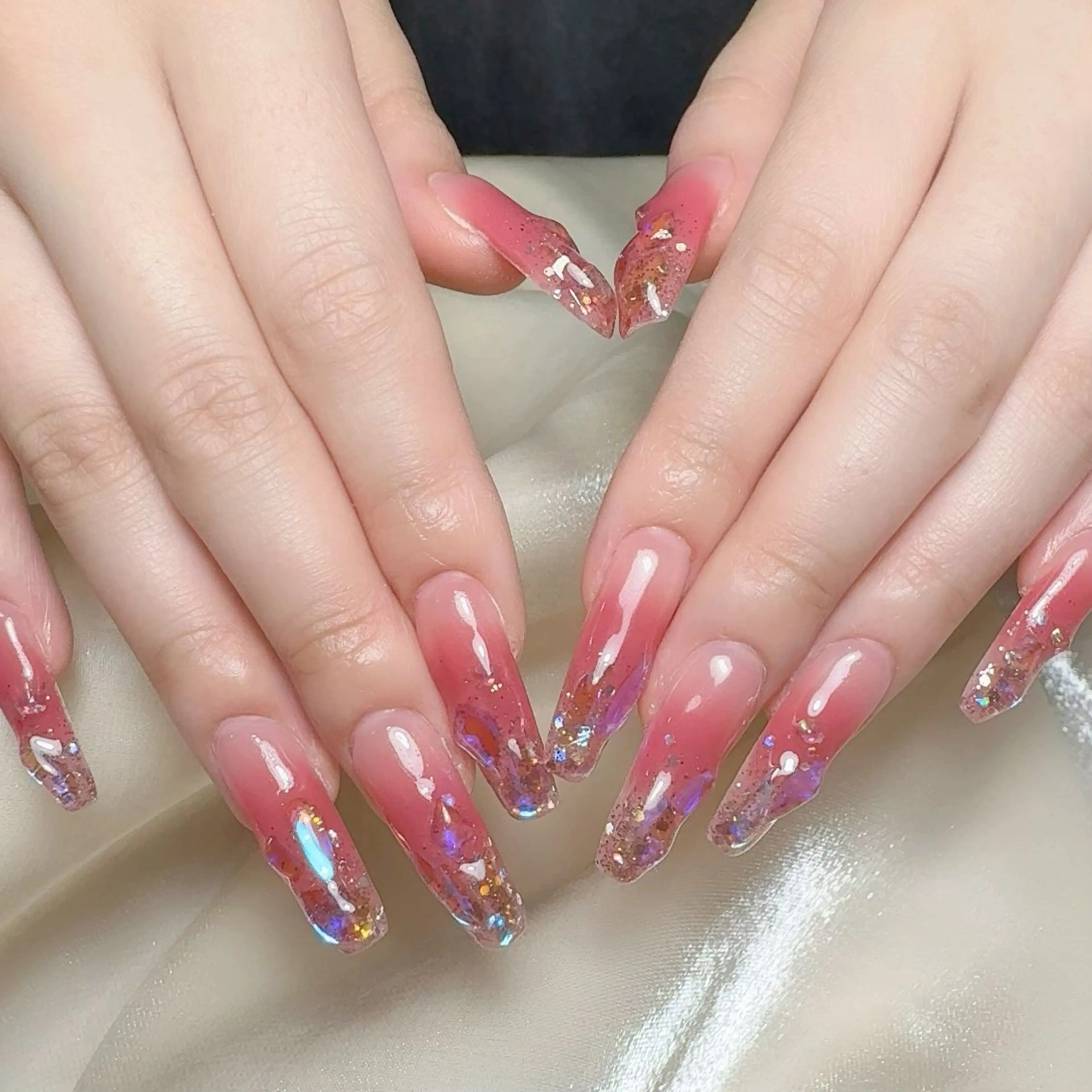 メンズ ネイル メンズ韓国風 アートネイル オーロラネイル ガーリー キラキラネイル ハンドネイル Nail salon 木にいるのネイルデザイン