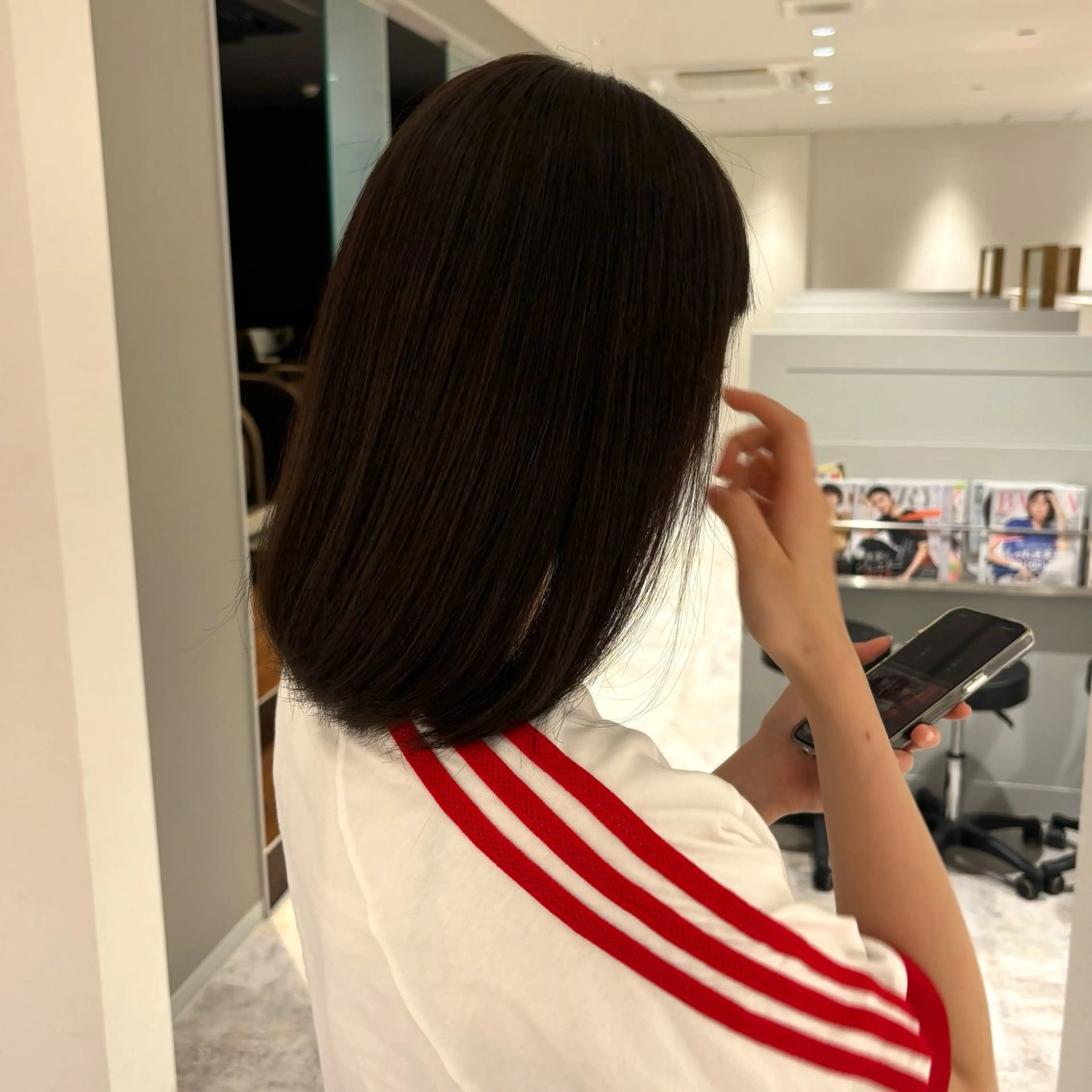 ミディアム カラー ブラウンカラー 田名部 愛乙のヘアスタイル