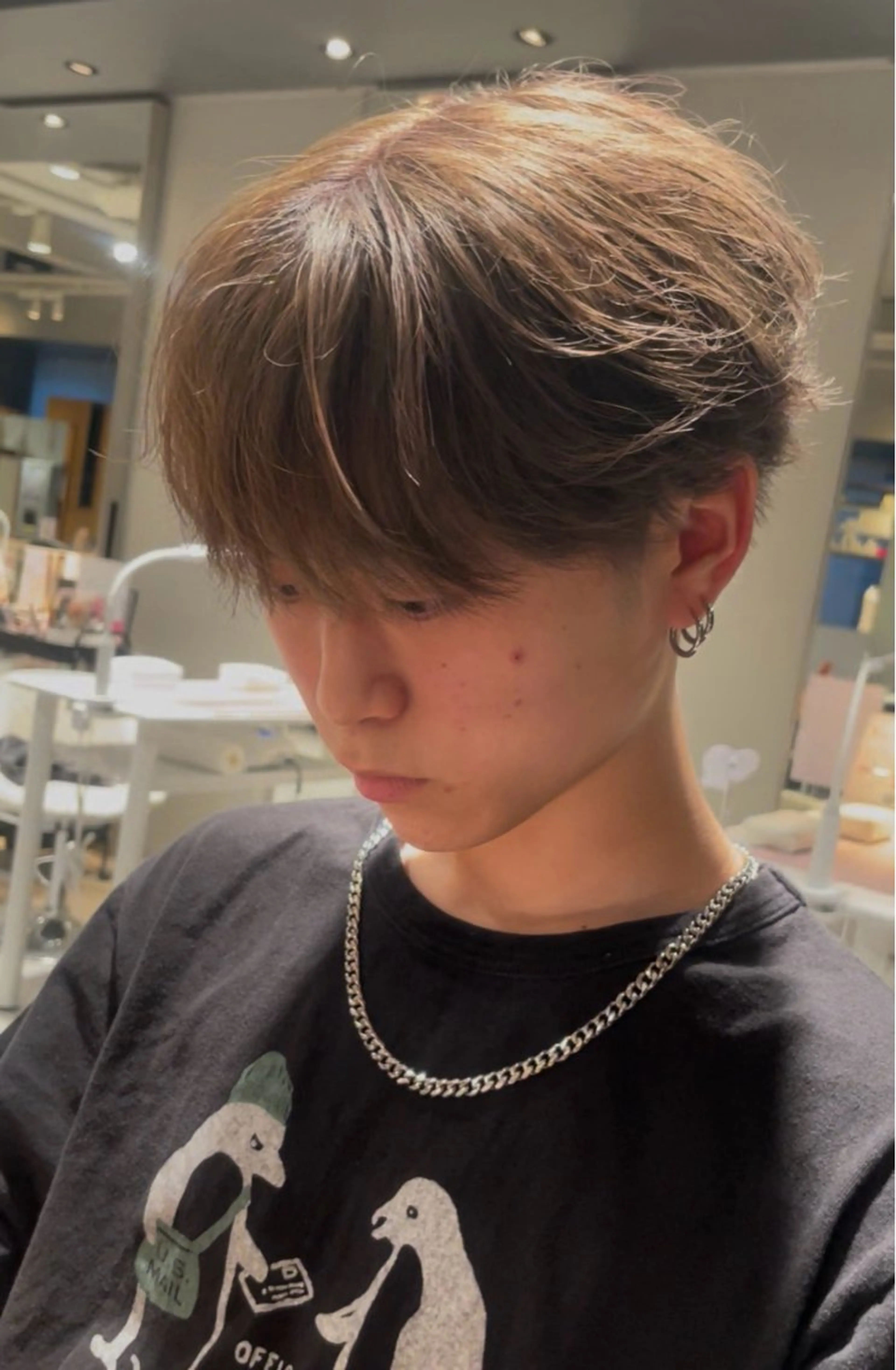 ショート カラー ヘアアレンジ メンズ ベージュカラー ミルクティーベージュ ヘアカラー Lee京橋店／ shomaのヘアスタイル