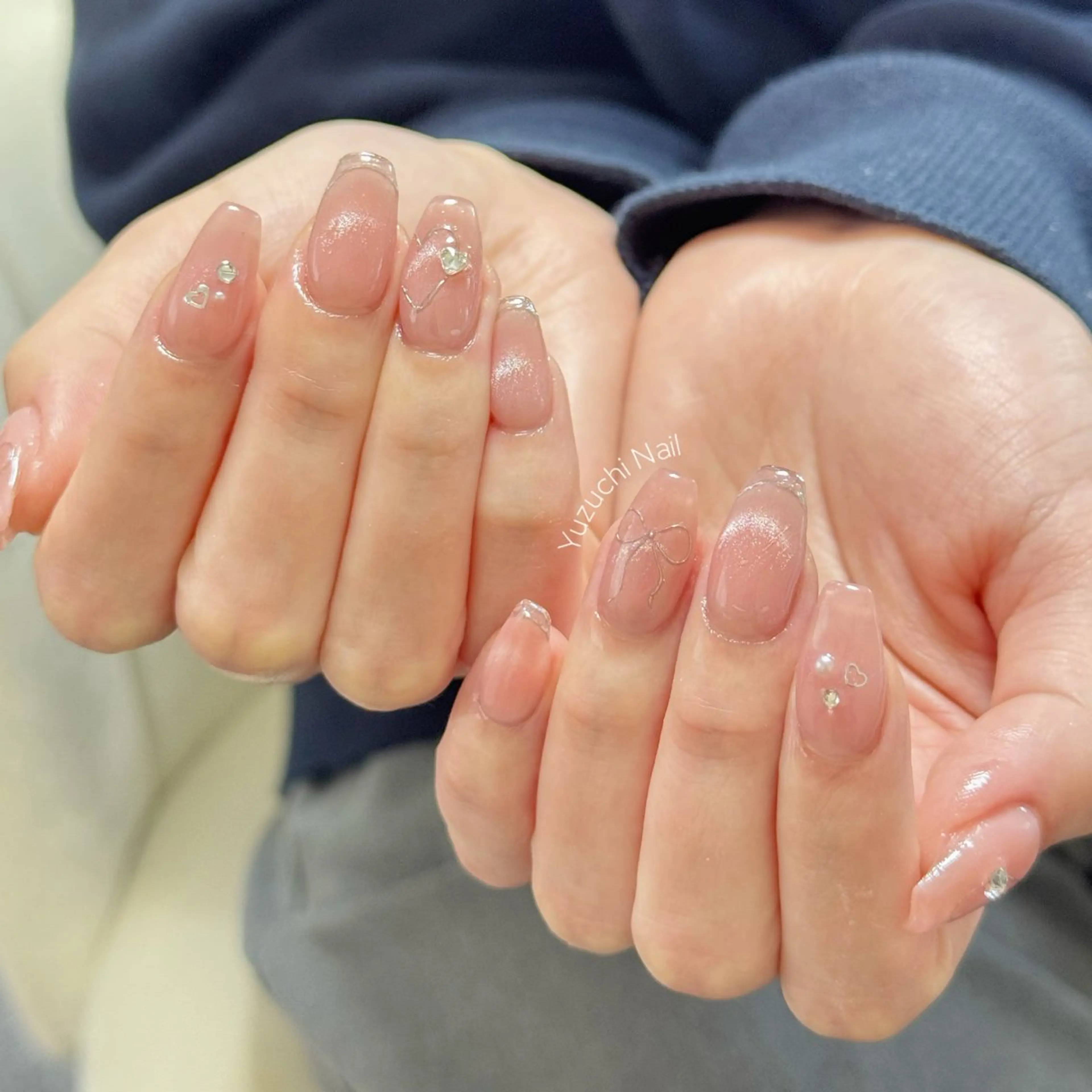 ネイル 長さ出し キラキラネイル ハンドネイル Yuzuchi Nailのネイルデザイン