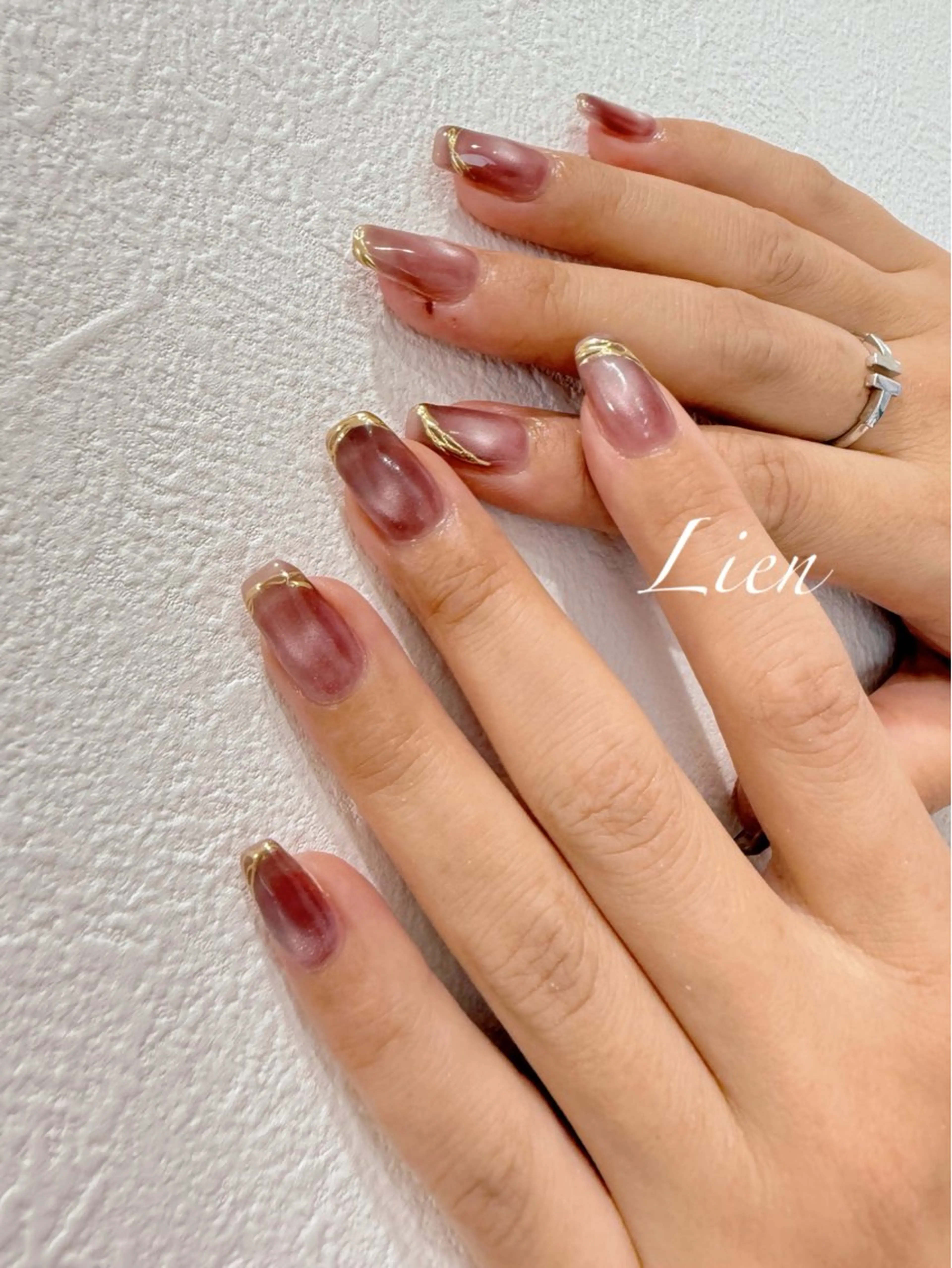 ネイル 長さ出し フットネイル フレンチネイル ジェルネイル ガラスフレンチ ハンドネイル Lien（リアン） 銀座駅6分のネイルデザイン