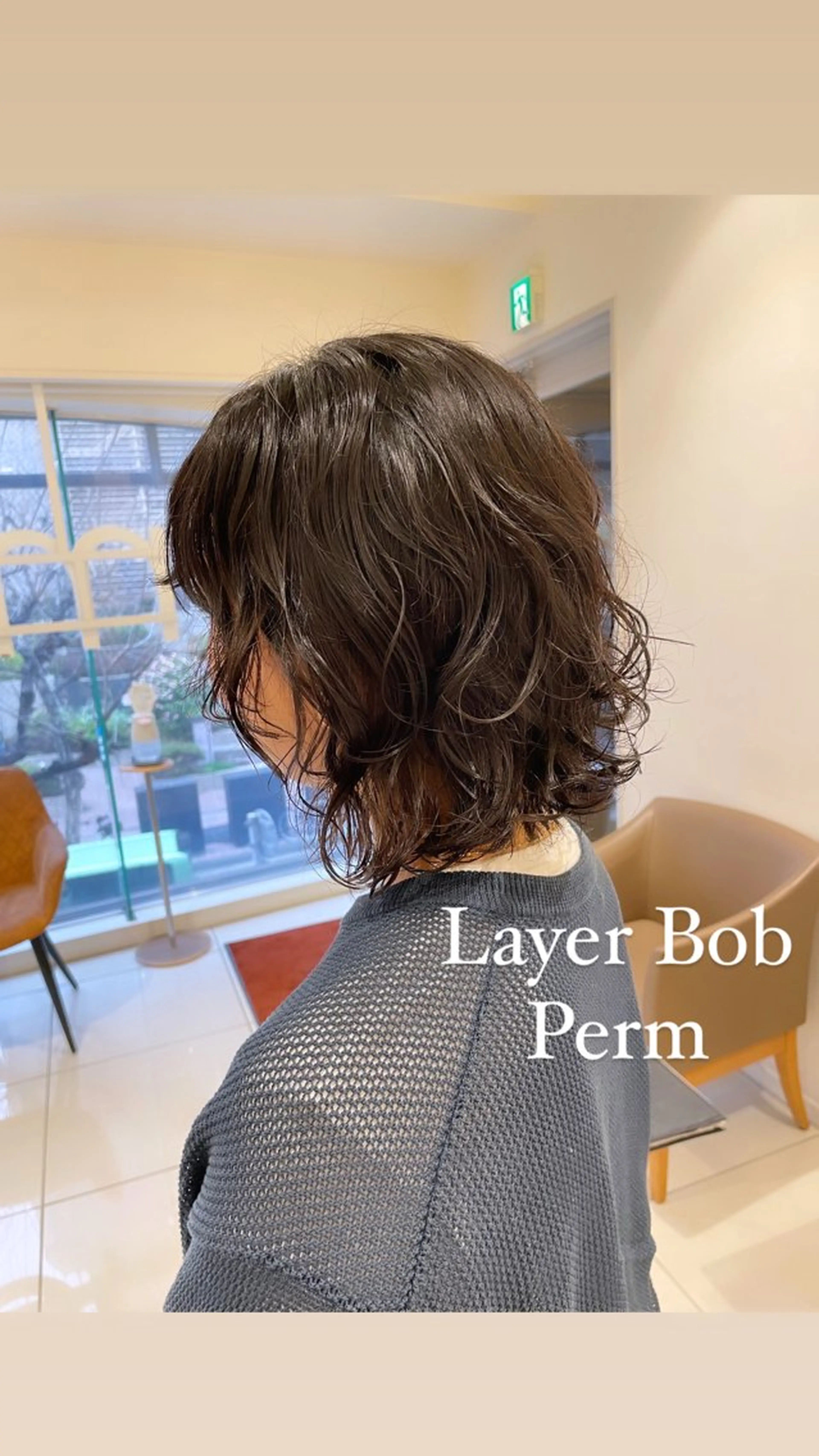 ミディアム パーマ ボブレイヤー ミディアムパーマ ボブ レイヤーカット カット パーマ トリートメント 暖色カラー/パラッと Bob/モエのヘアスタイル