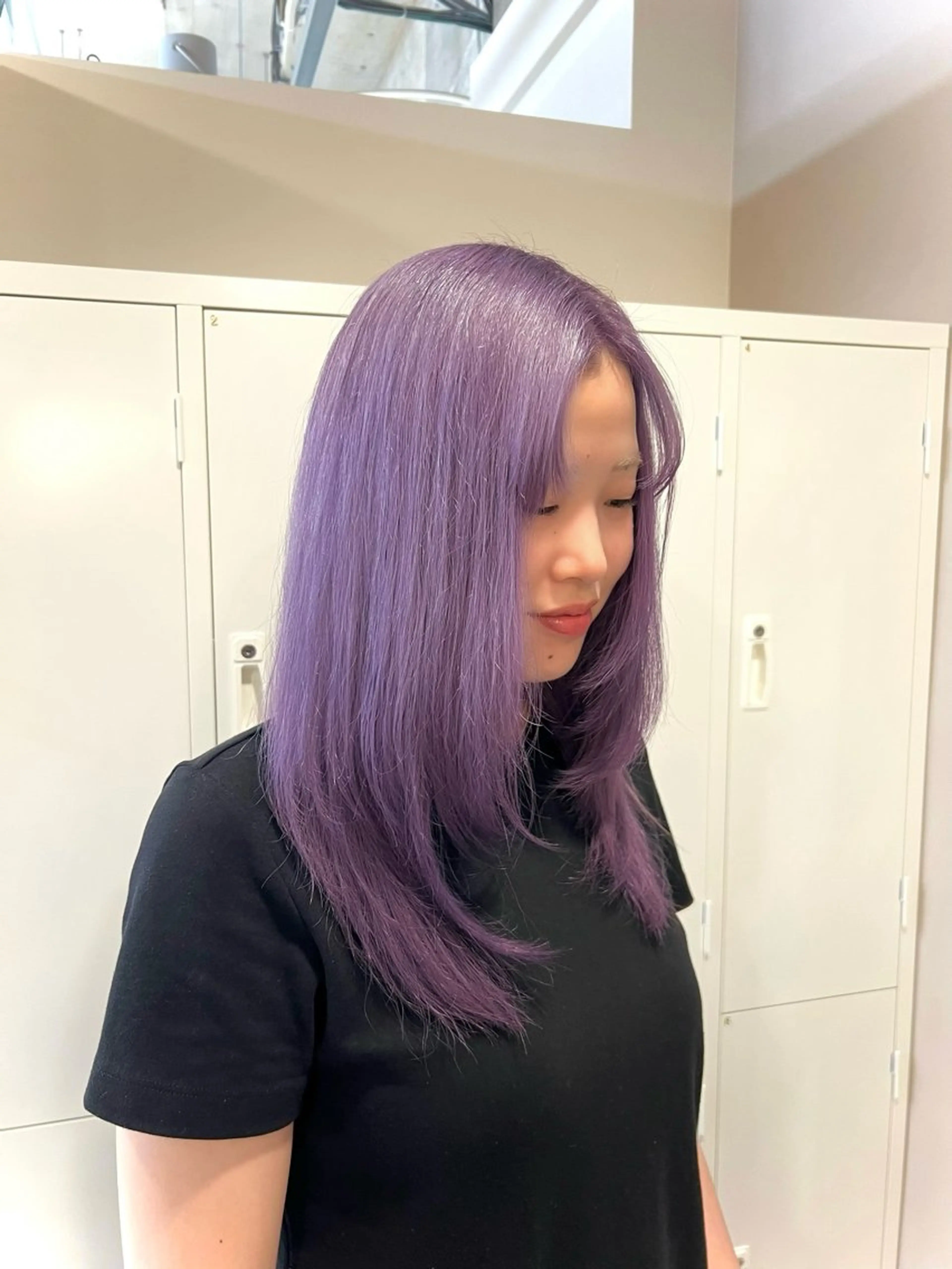 ロング カラー ブリーチ ブルーカラー ブルーラベンダー ケアブリーチ ハイトーンカラー ブリーチカラー🦋‪ 田中さくらのヘアスタイル