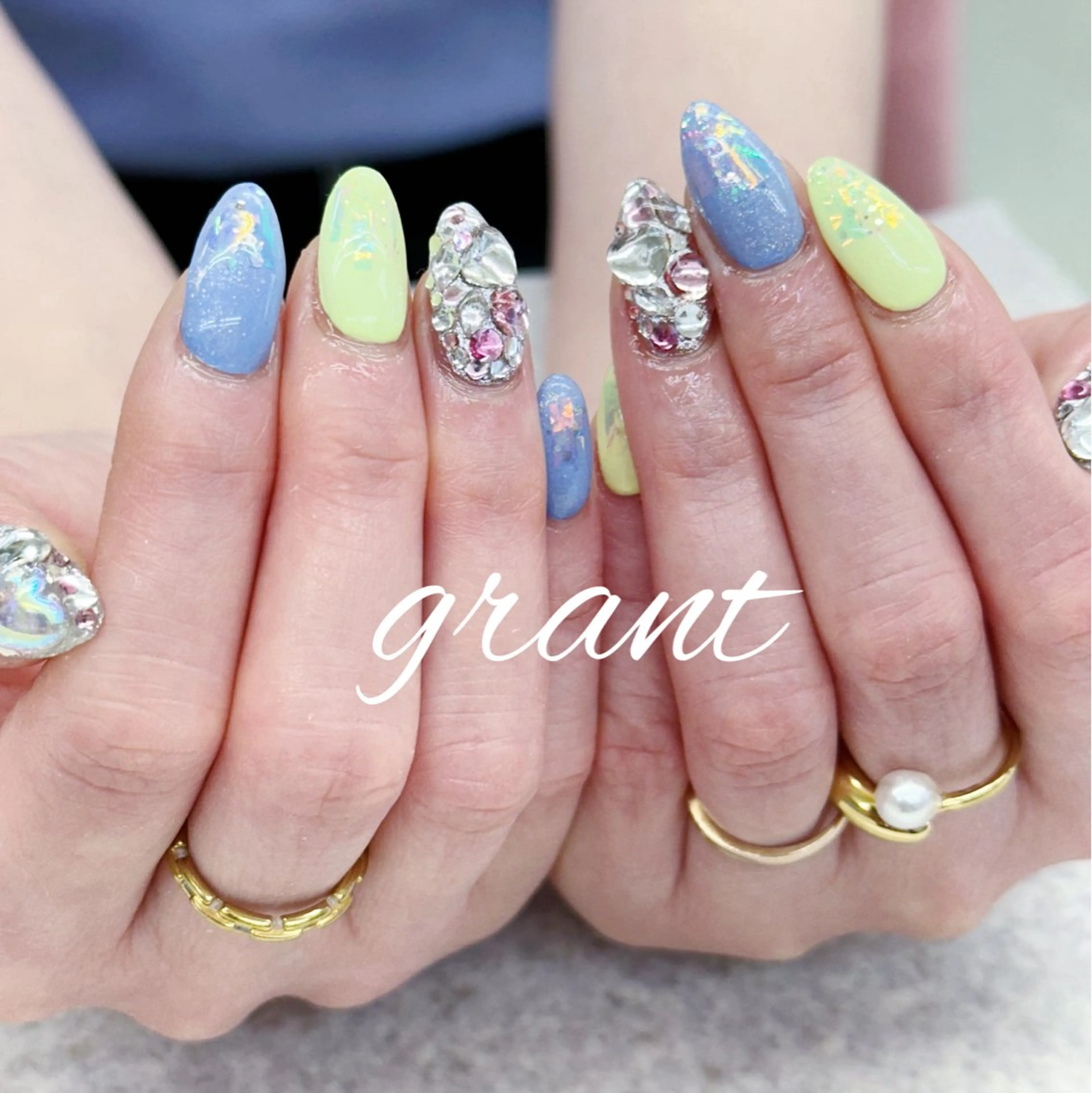 ネイル ストーンネイル ハンドネイル nailsalon grantのネイルデザイン