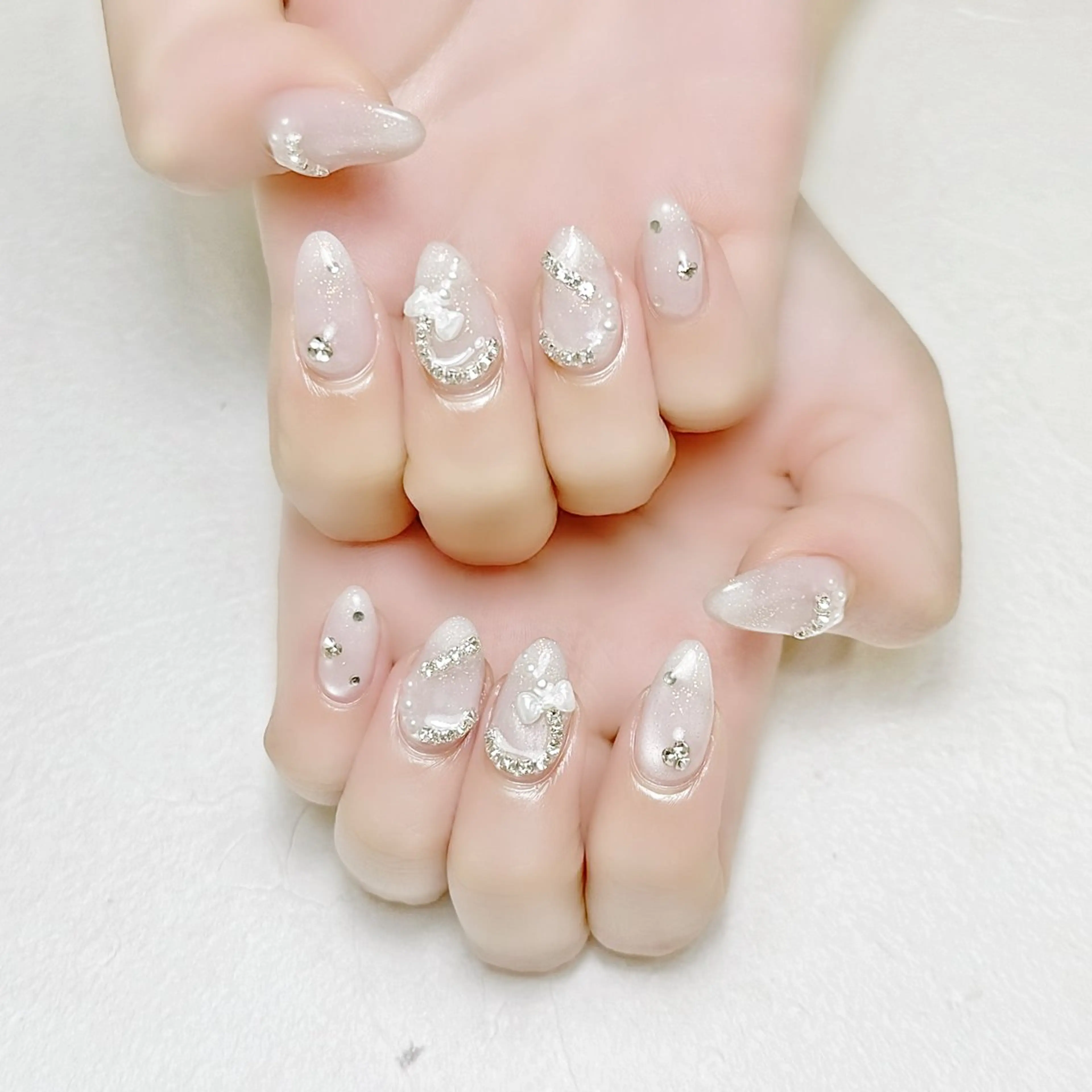 ネイル ハート ラメ(グリッター) マグネットネイル リボン 夏ネイル rouse nail RISATOのネイルデザイン