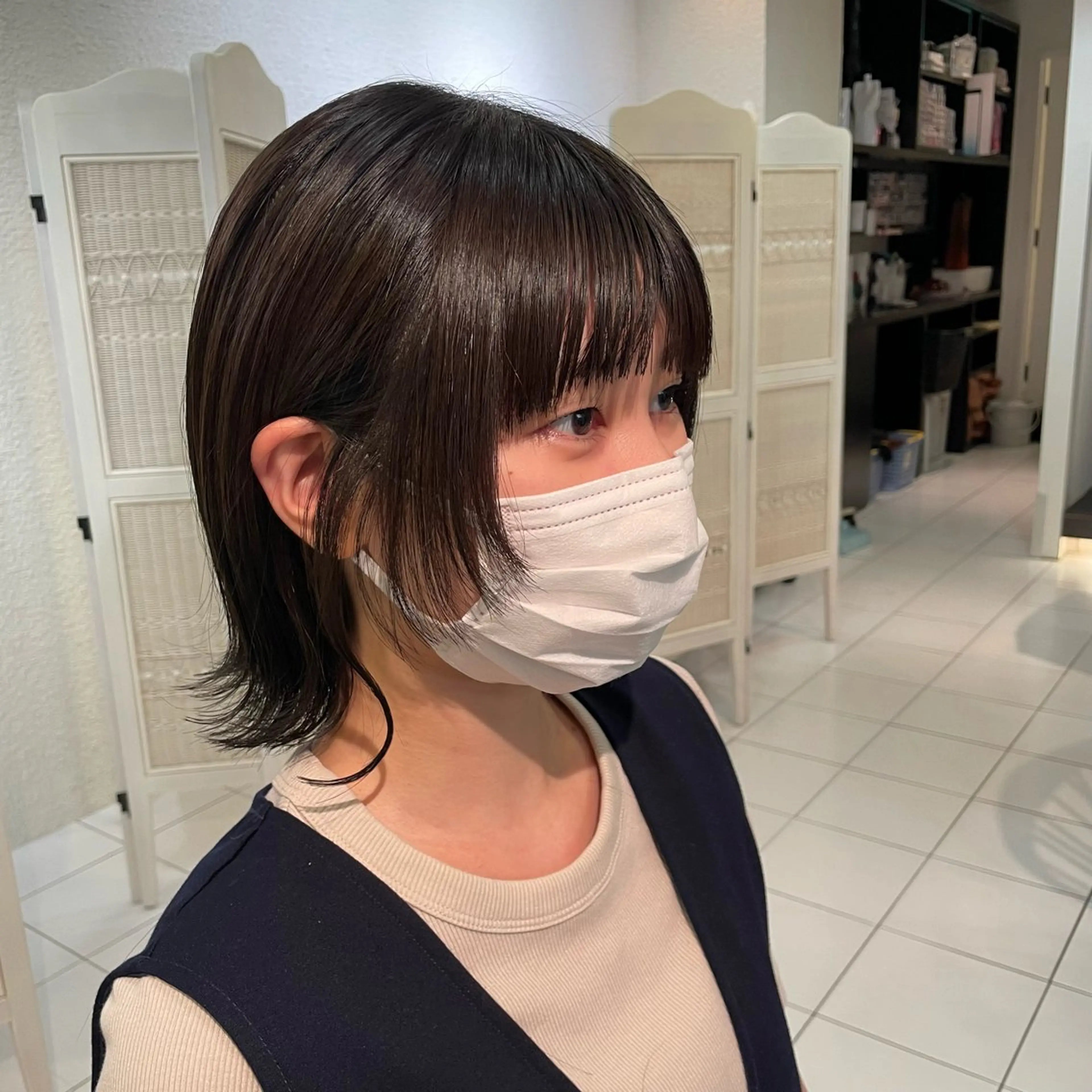 ミディアム カラー ボブ レイヤーカット 透明感カラー/ 寺田千雅子のヘアスタイル