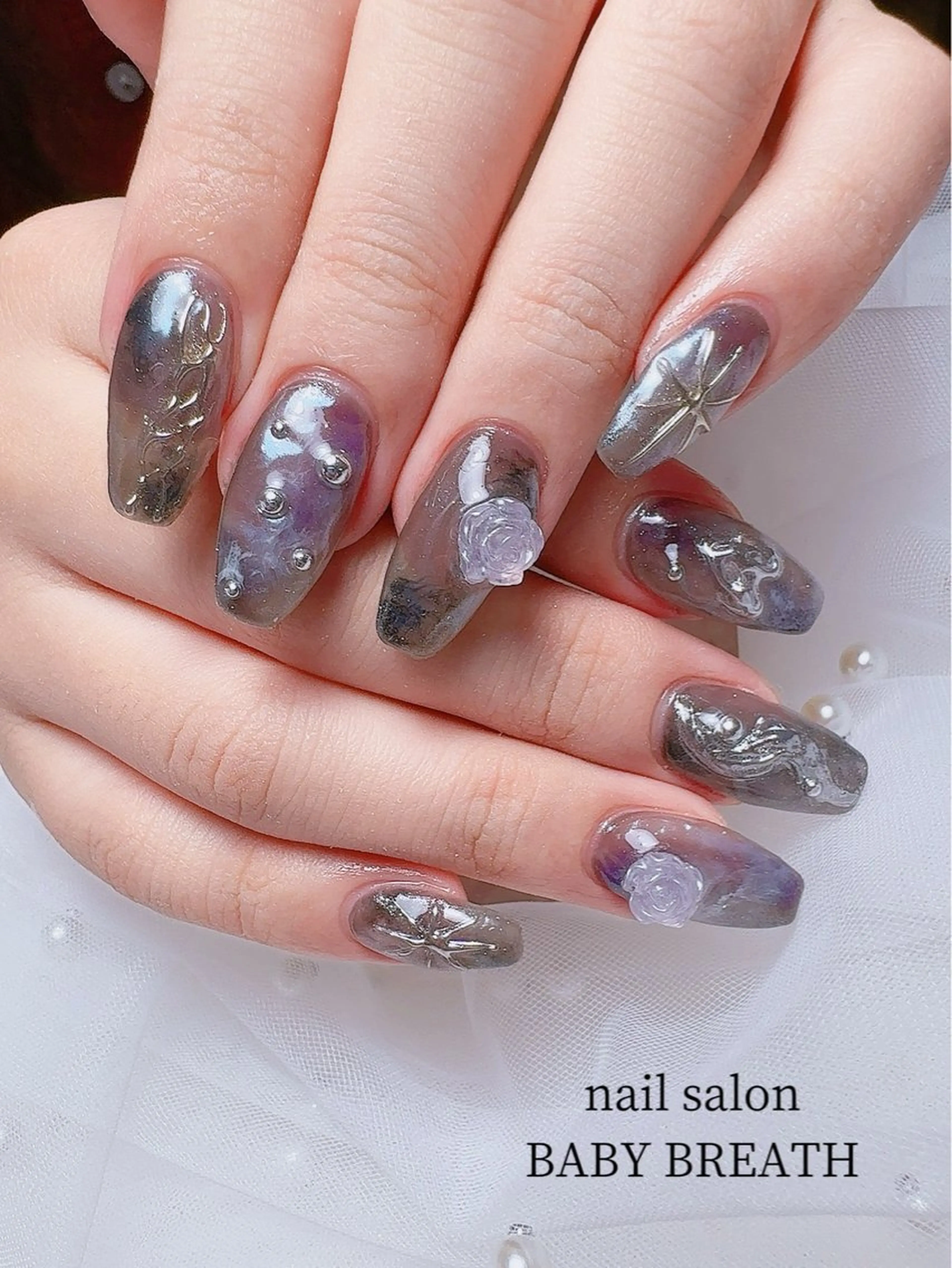 ネイル アートネイル フラッシュネイル フットネイル グラデーション ラメ(グリッター) ハンドネイル BABY  BREATH所属・y natsumiのネイルデザイン