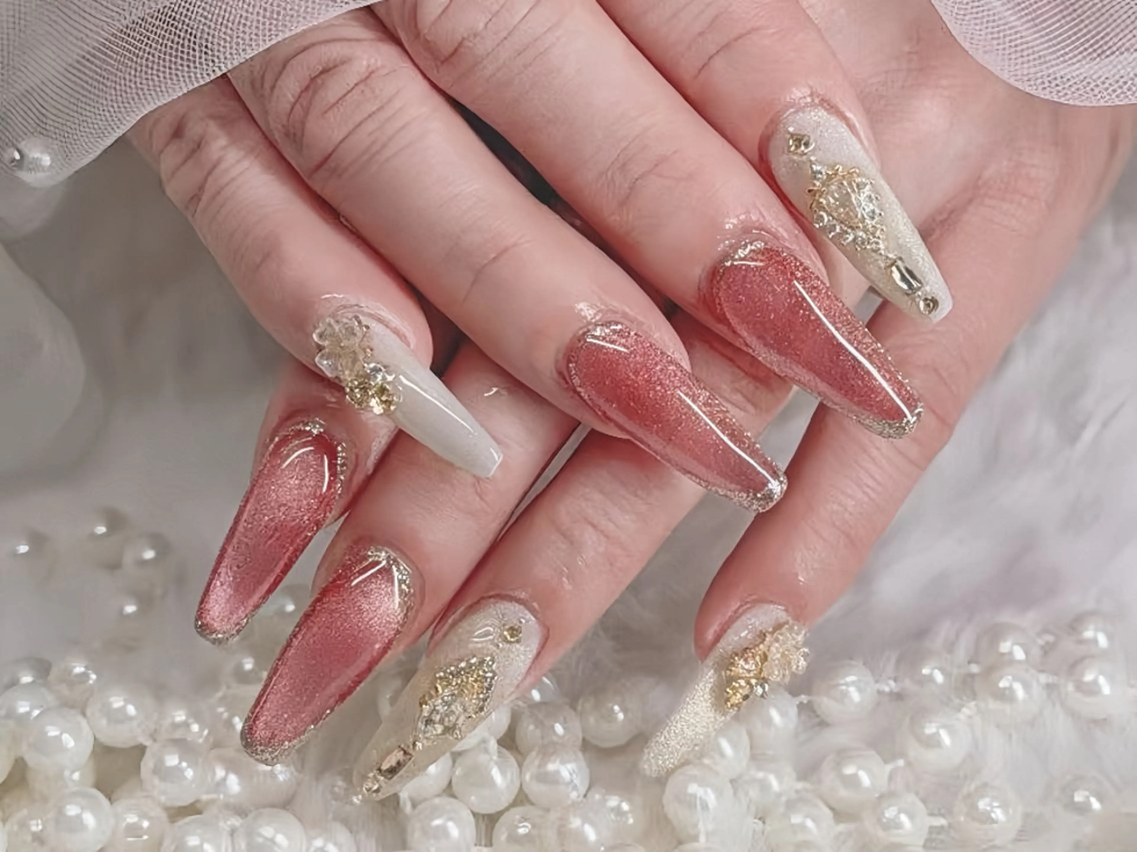 ネイル 長さ出し ジェルネイル 韓国ネイル マグネットネイル 持ち込み Egao Nail錦糸町店のネイルデザイン